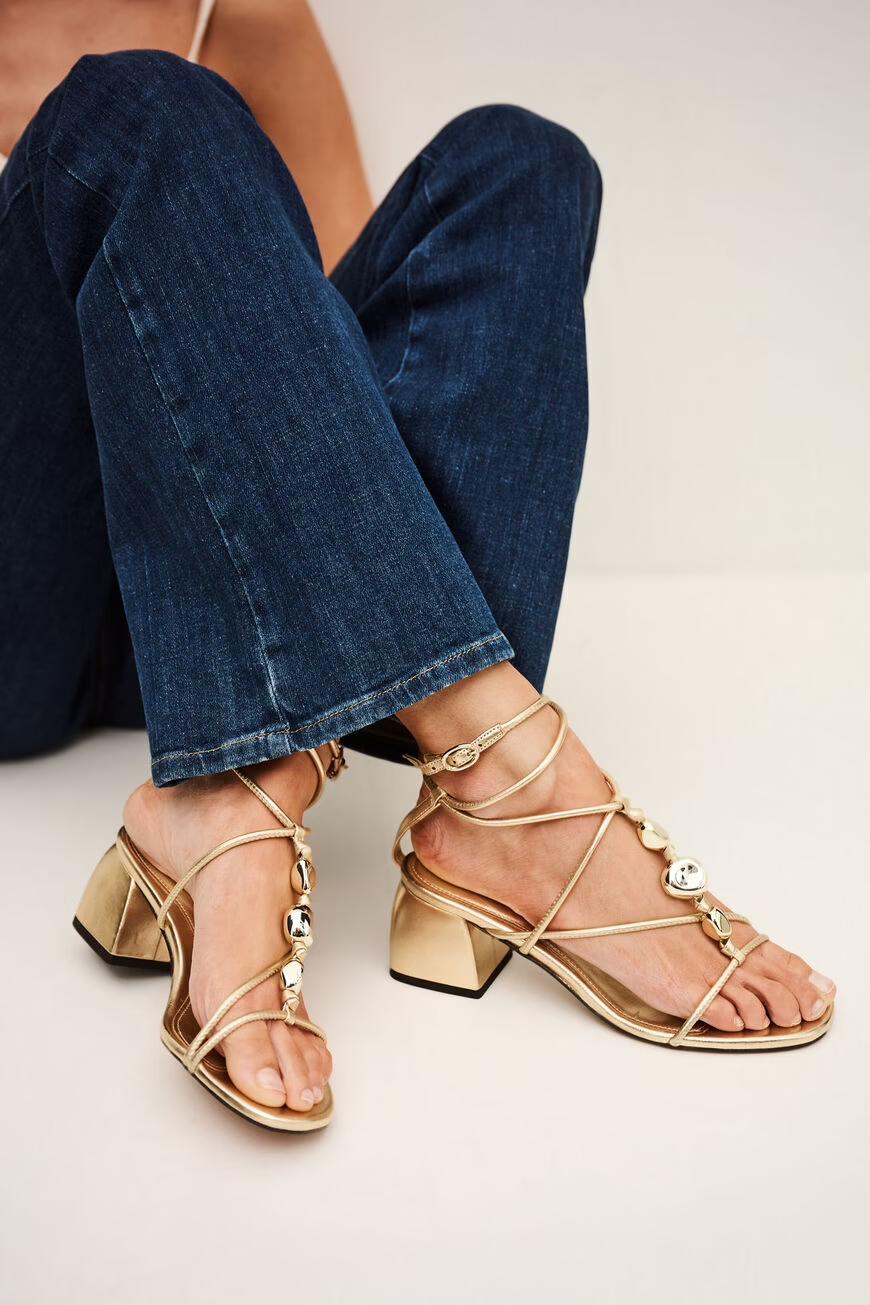 ba&sh Heeled Leather Sandals Caya Gold
