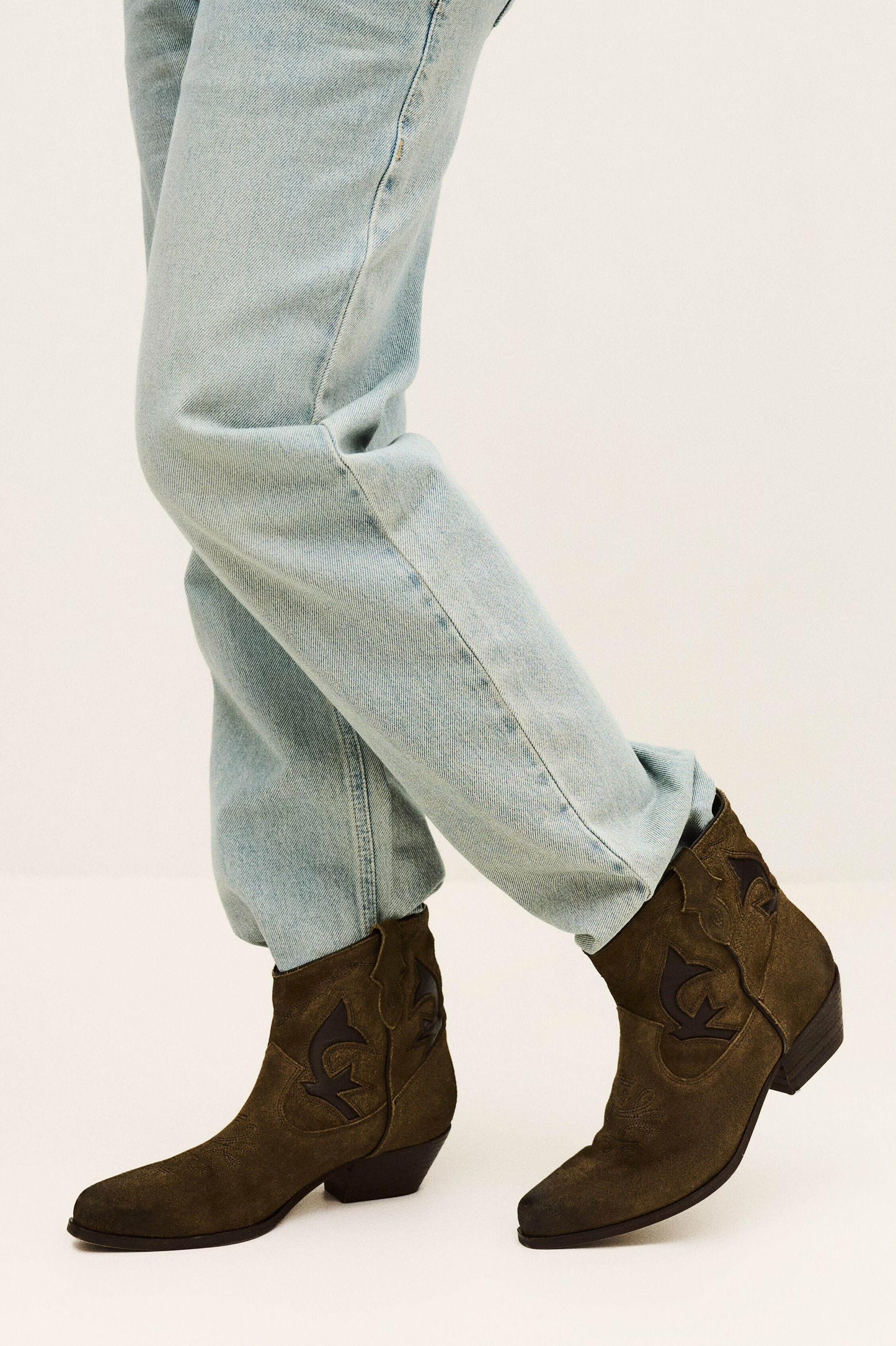 ba&sh Suede Cowboy Ankle Boots Curtis Brown