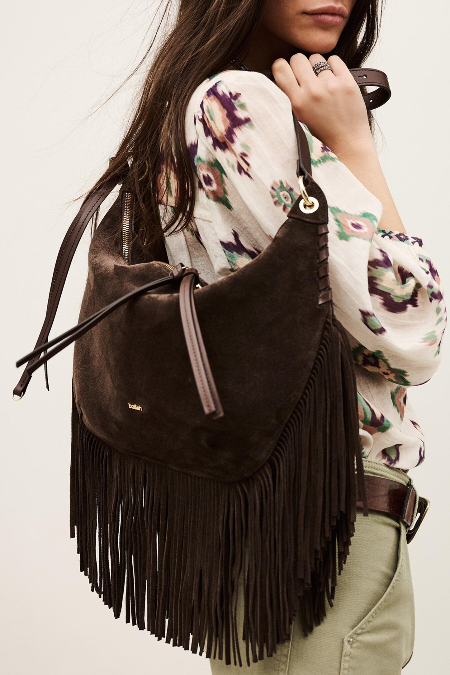 ba&sh Fringed Hobo Bag Franges Brown