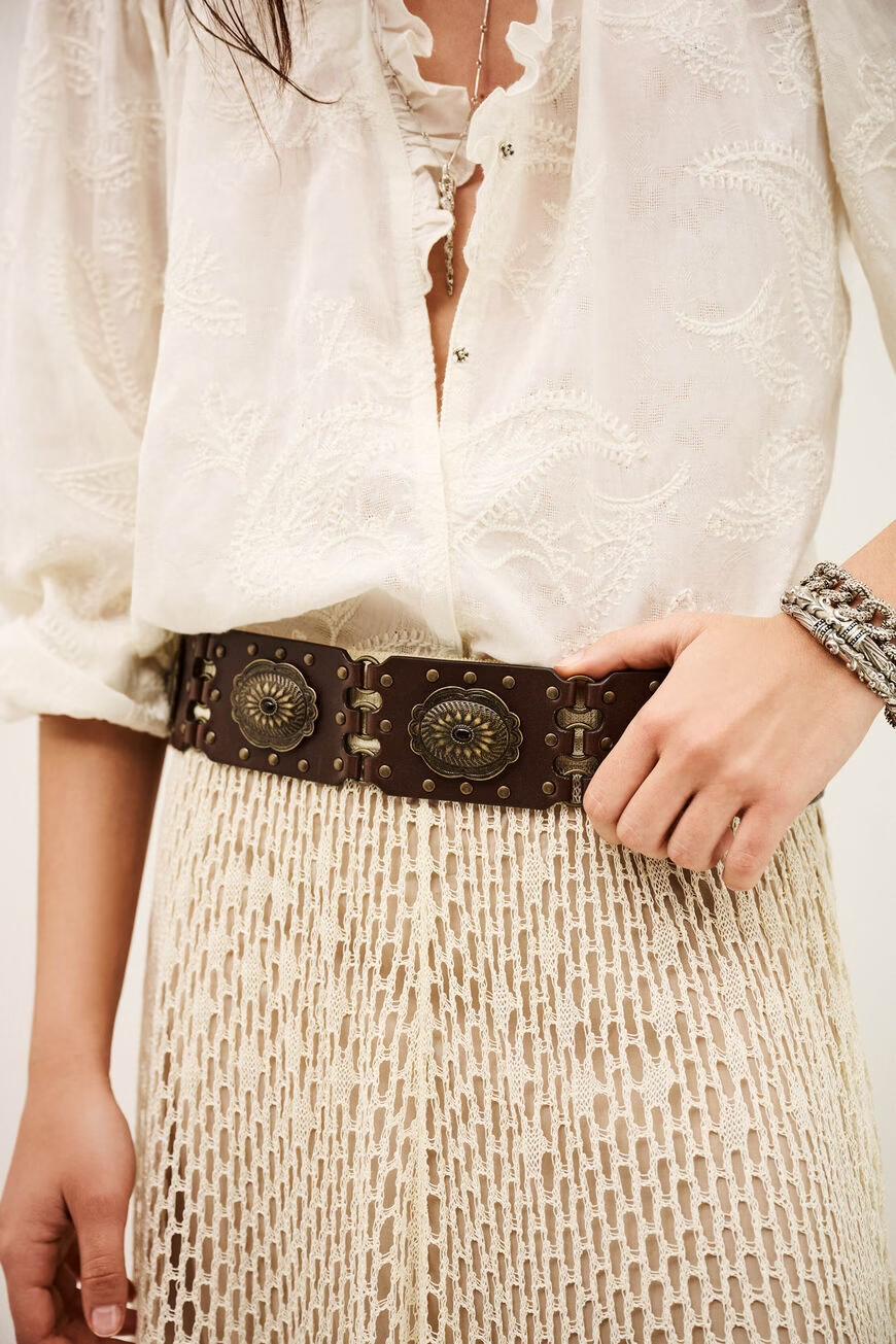 ba&sh Western Leather Belt Besty Brown