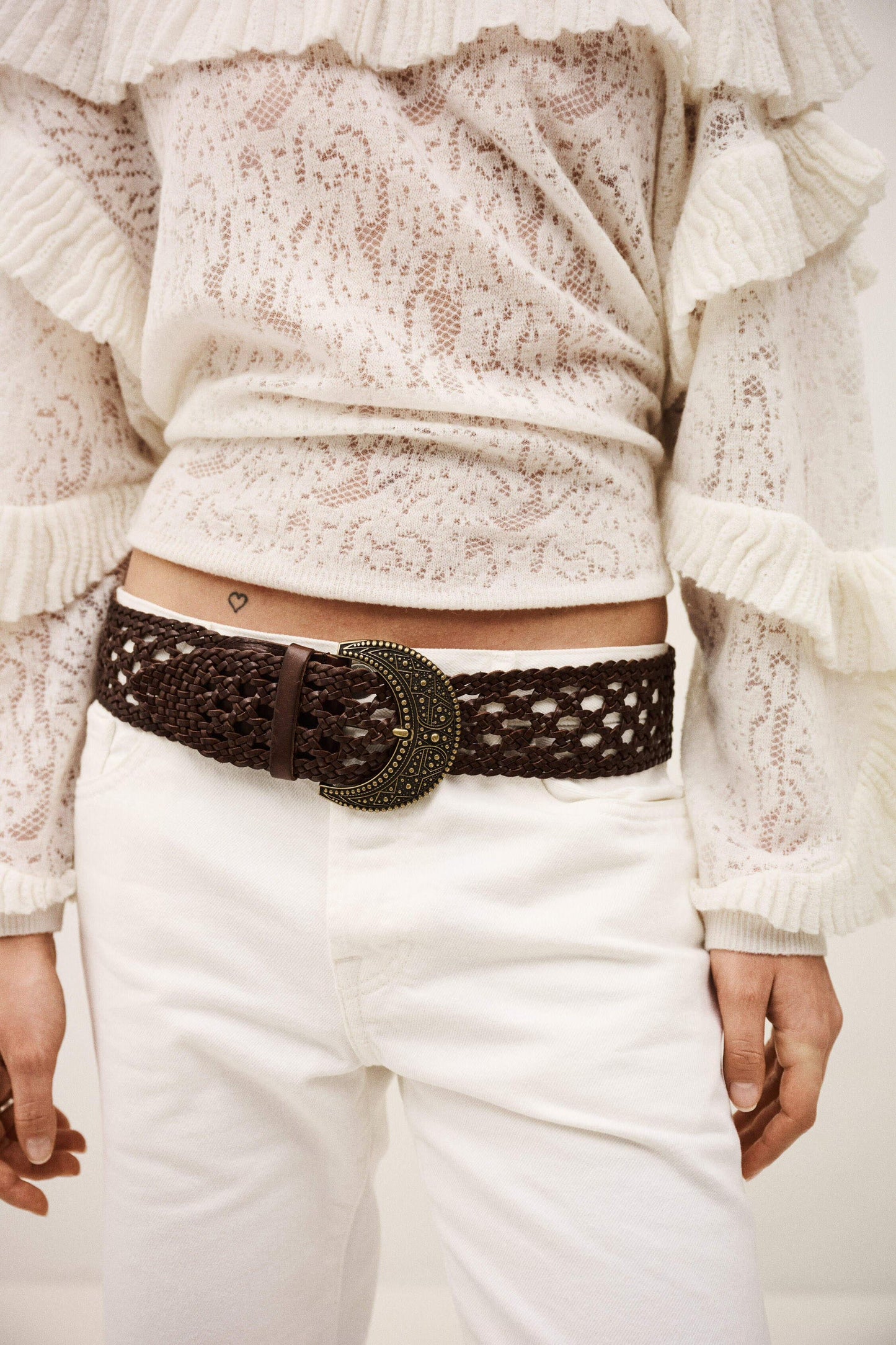ba&sh Braided Leather Belt Balmy Brown