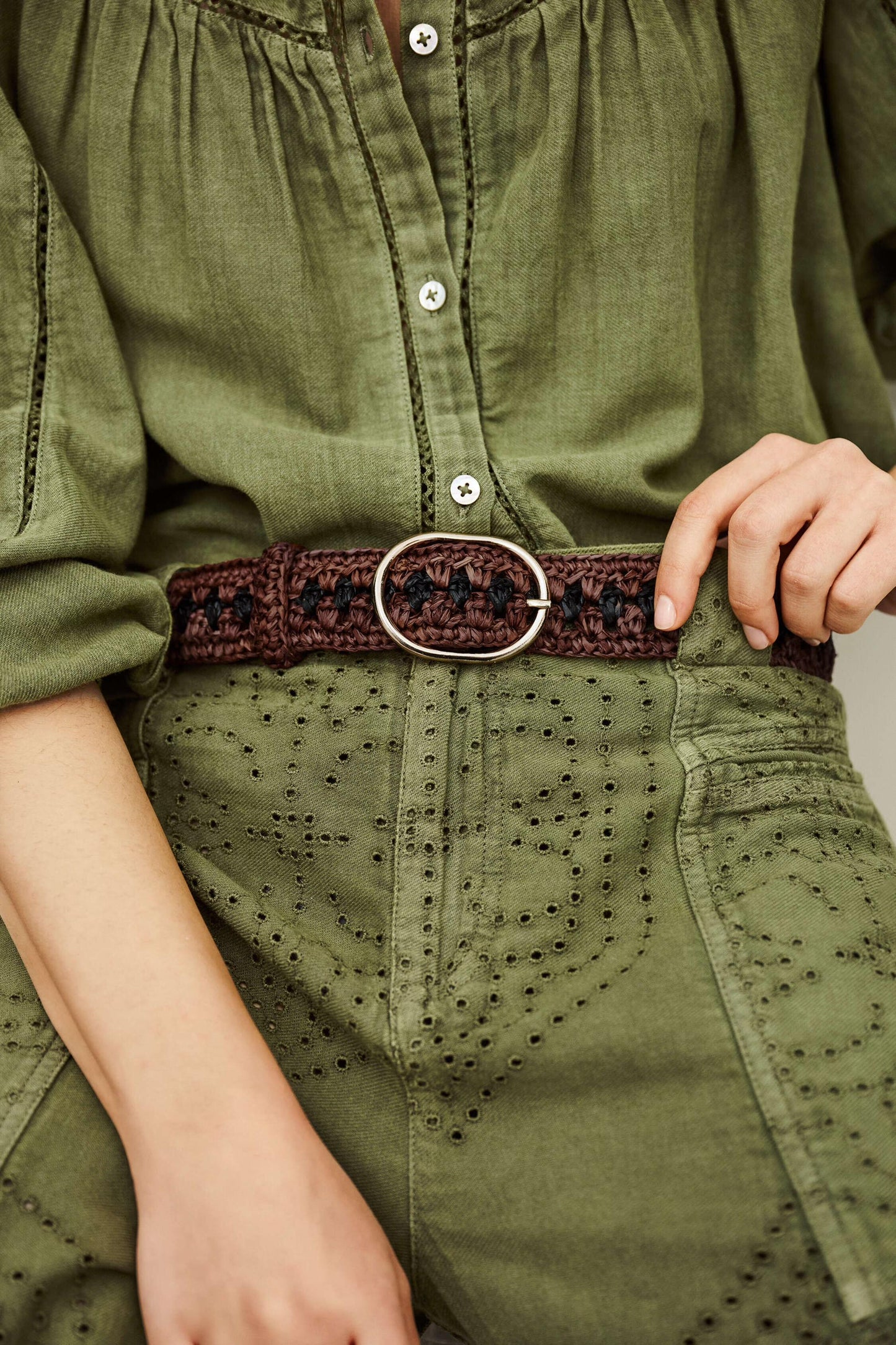 ba&sh Woven Raffia Belt Raphia Brown