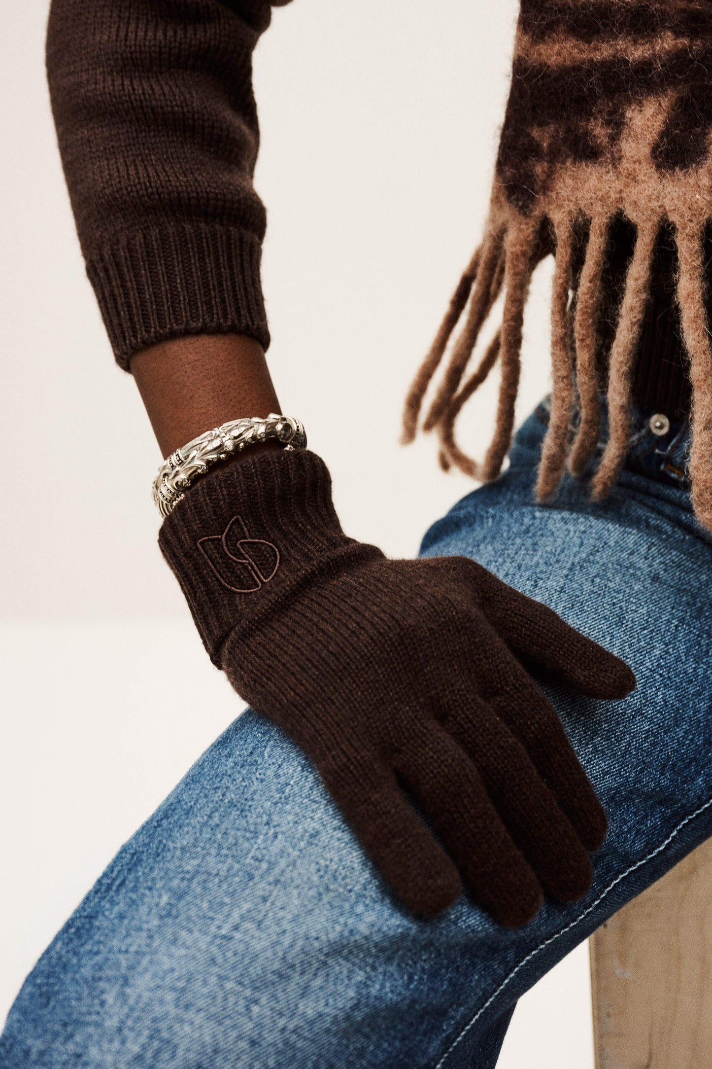 ba&sh Cashmere Gloves Cimon Brown