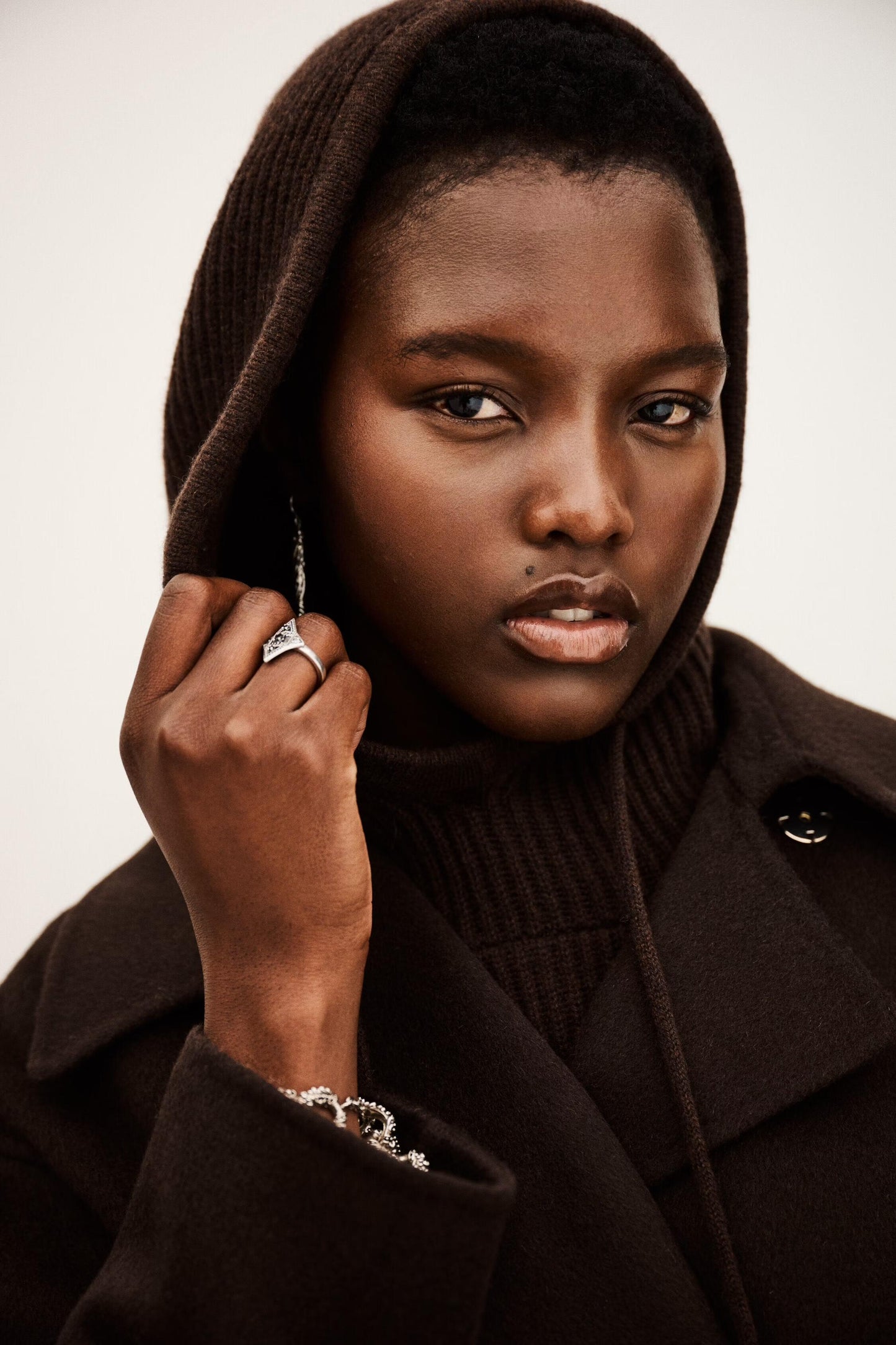 ba&sh Hooded Neck Warmer Cadetto Brown