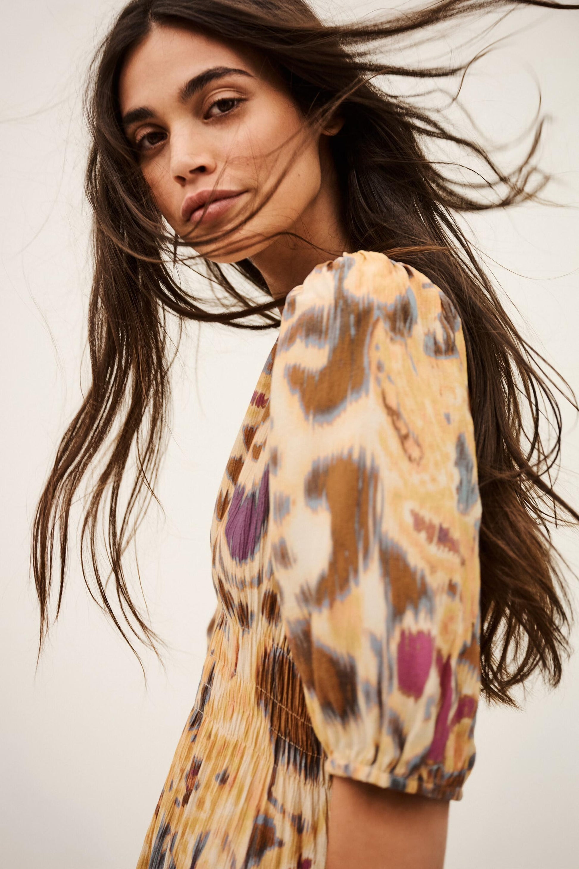 ba&sh Patterned Midi Dress Madelia Yellow
