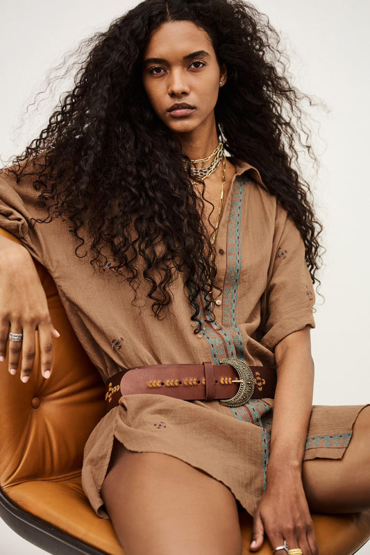 ba&sh Embroidered Shirt Daela Beige