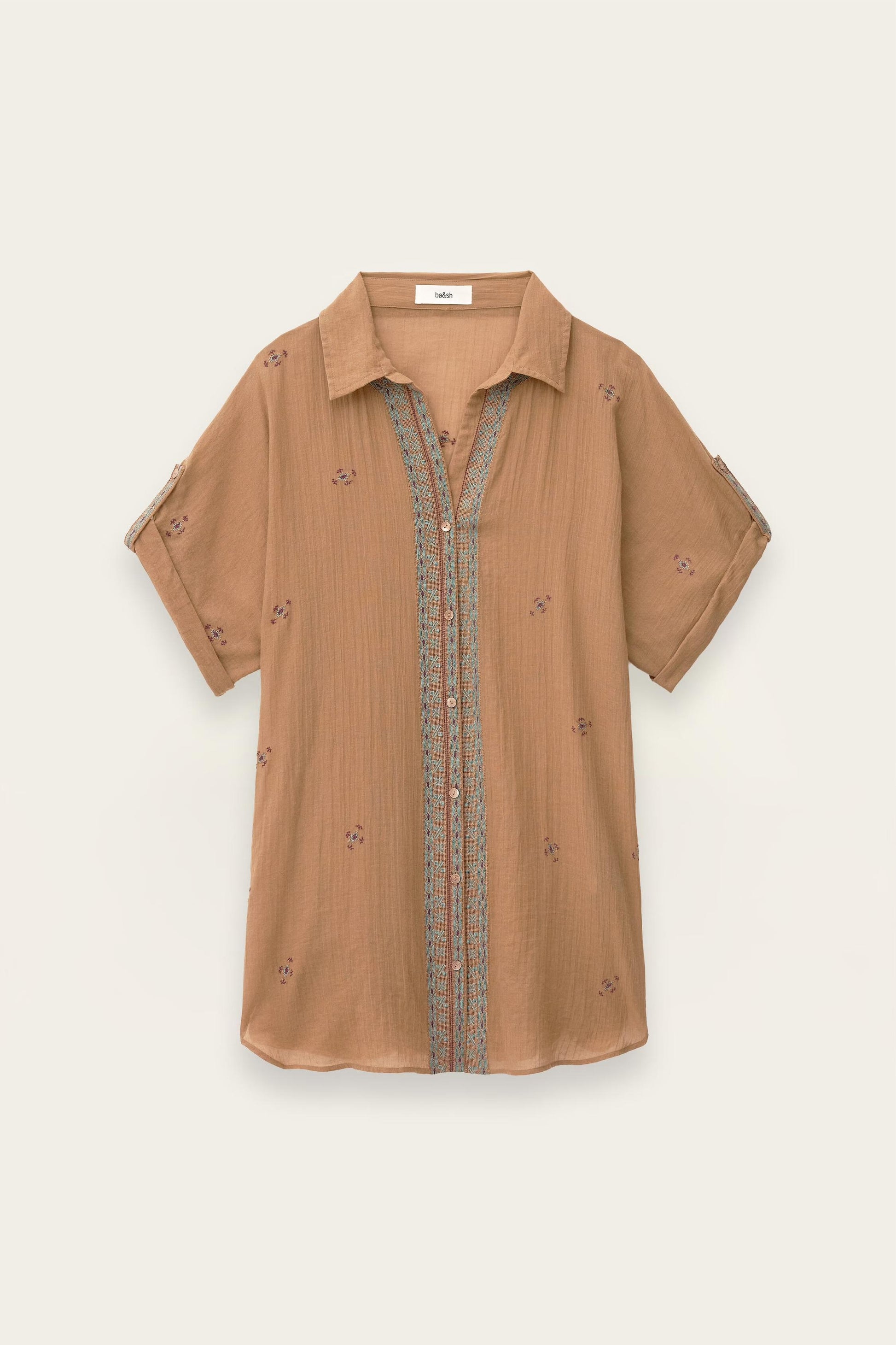 ba&sh Embroidered Shirt Daela Beige