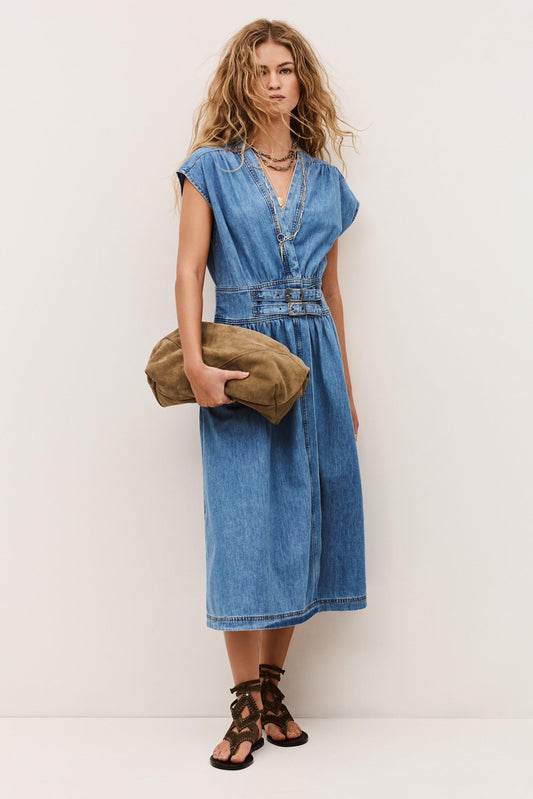 ba&sh Midi Dress Love Blue