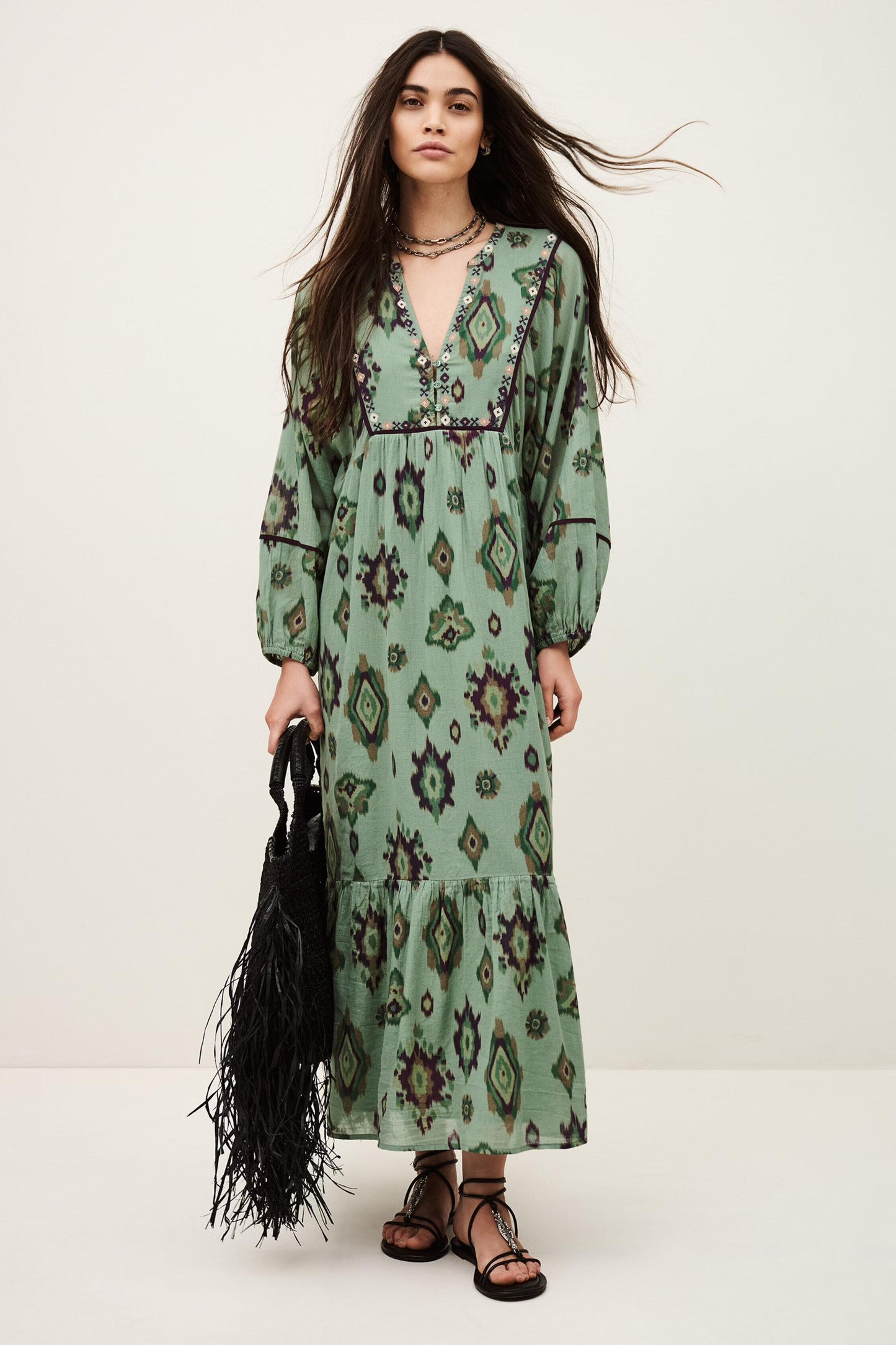 ba&sh Midi Dress Oelia Green
