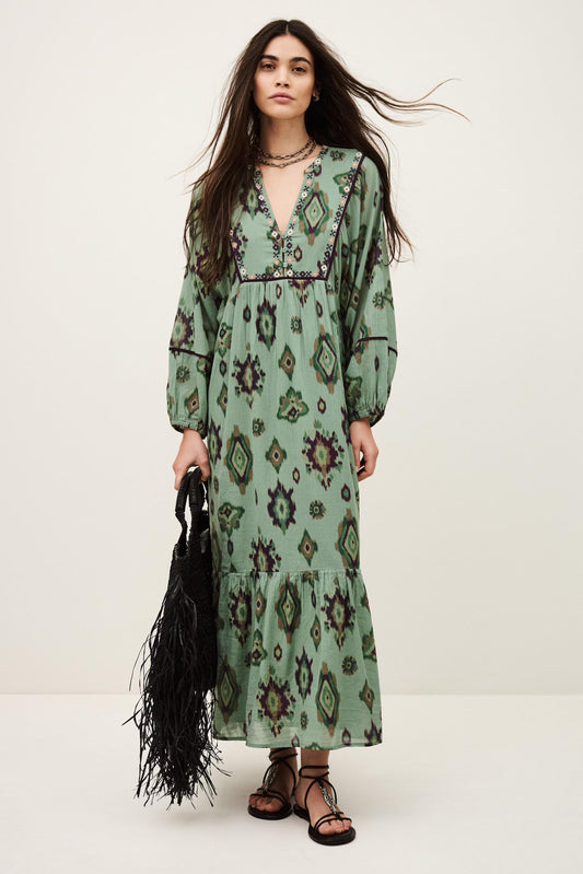 ba&sh Midi Dress Oelia Green