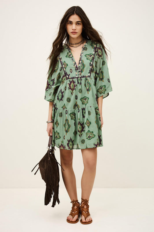ba&sh Mini Dress Olalie Green