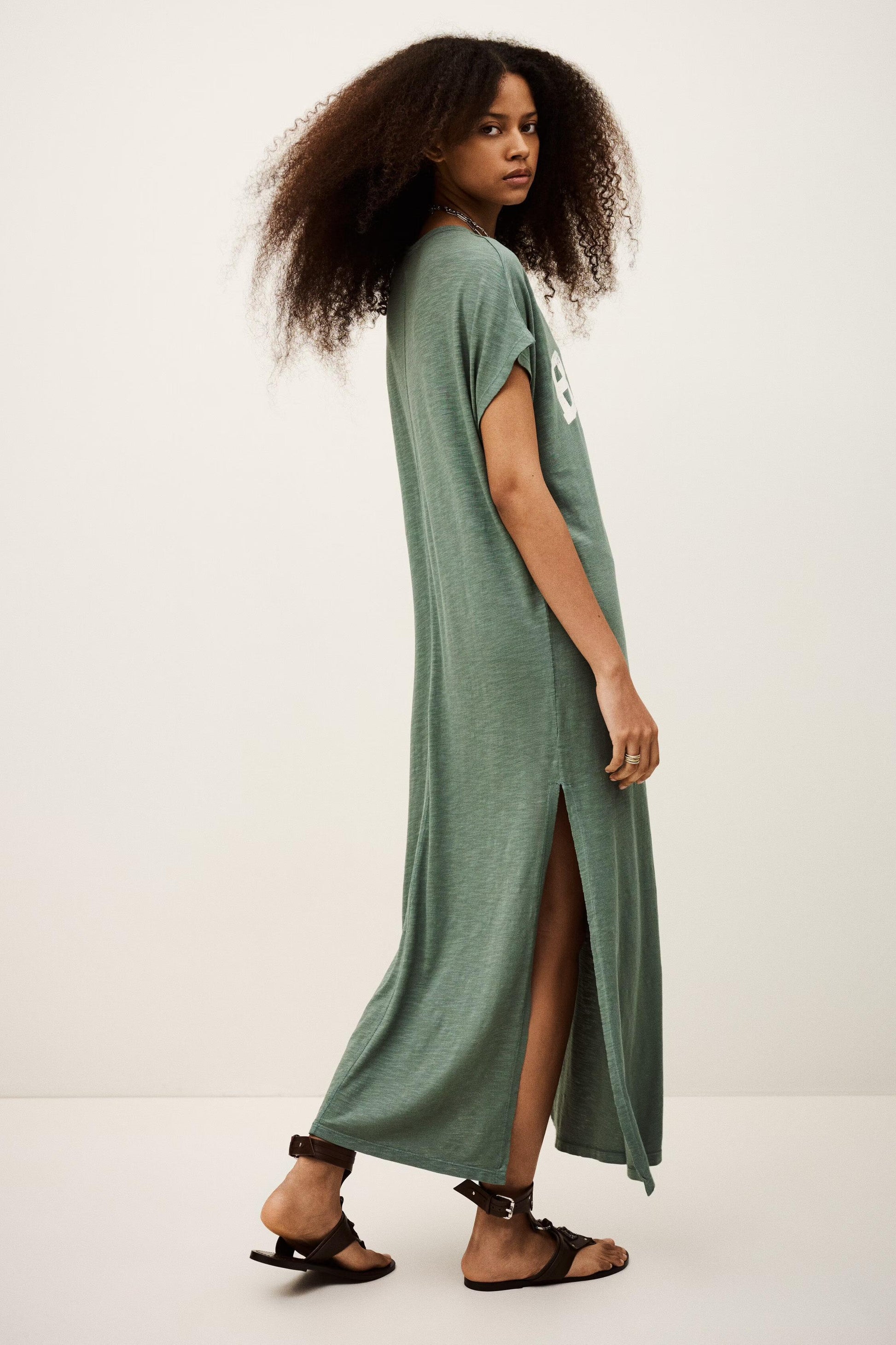 ba&sh T-Shirt Dress Civia Green