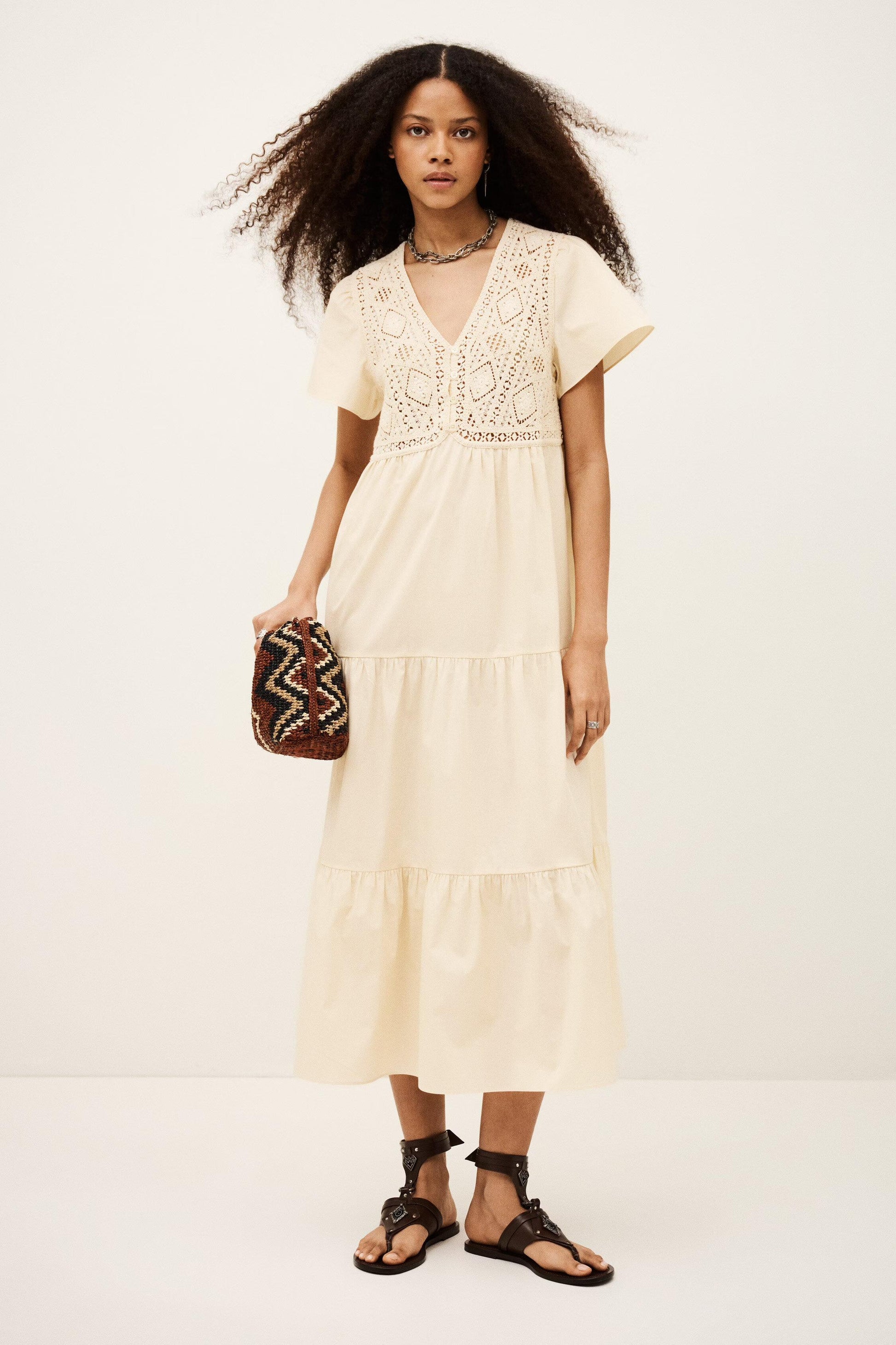 ba&sh Midi Dress Sandy Off-White