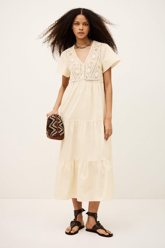 ba&sh Midi Dress Sandy Off-White