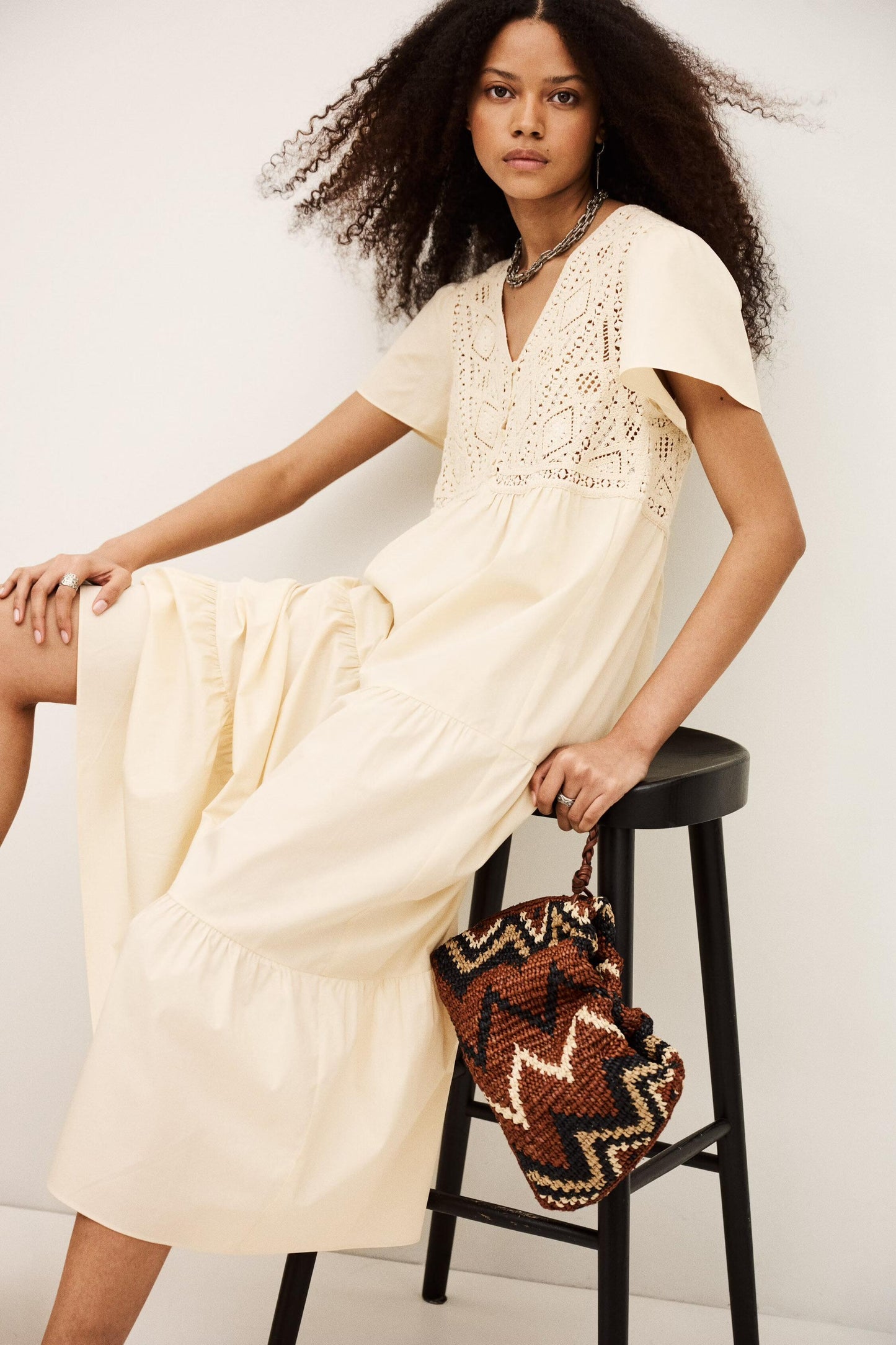ba&sh Midi Dress Sandy Off-White