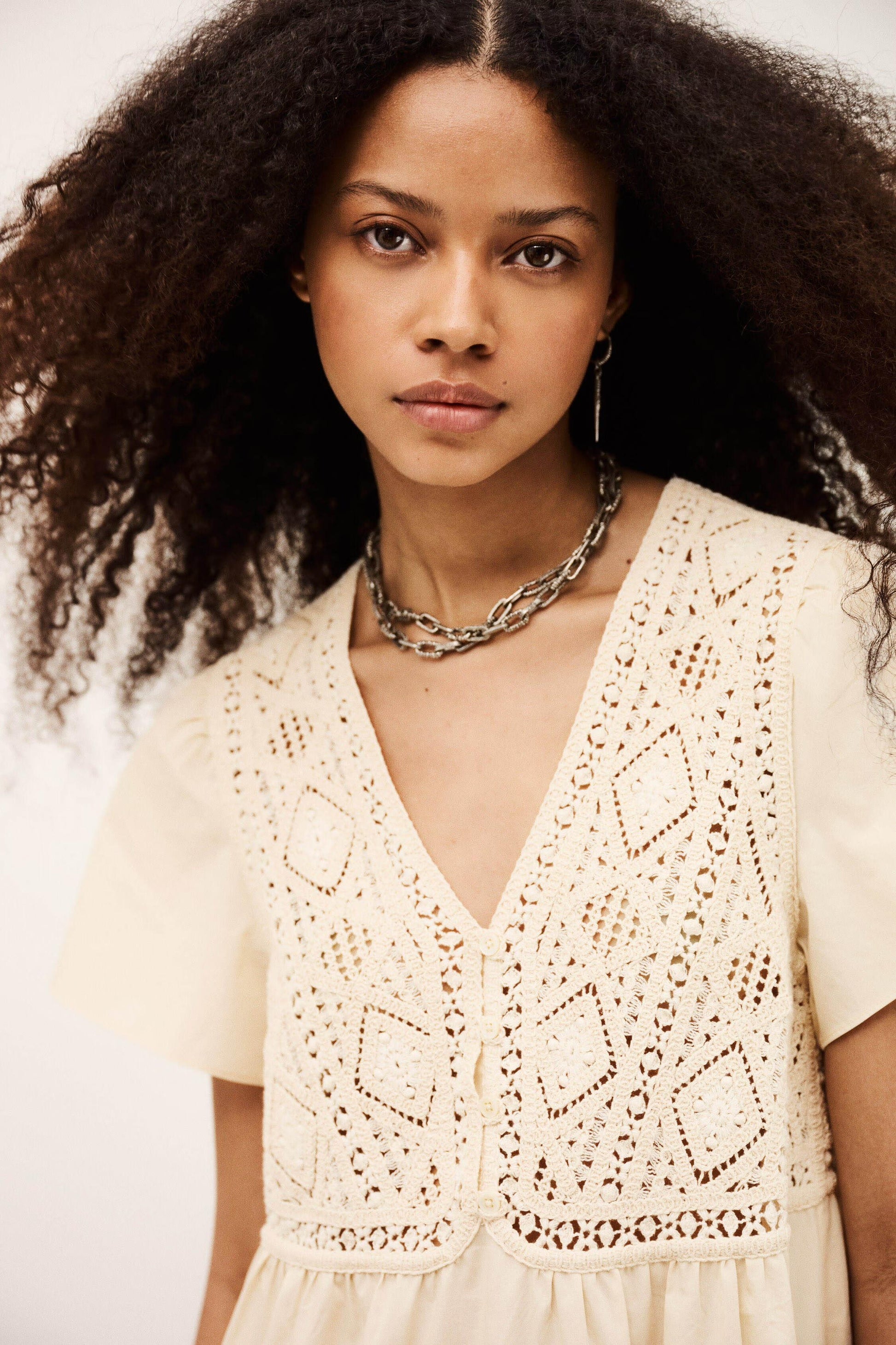 ba&sh Midi Dress Sandy Off-White