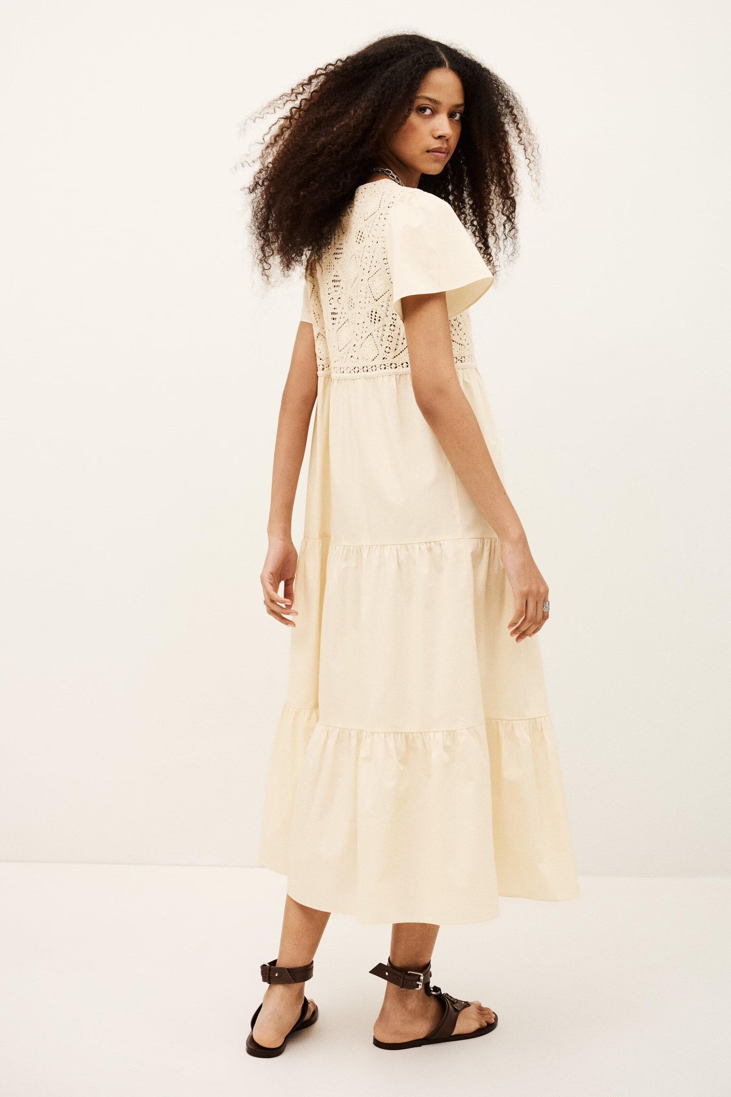 ba&sh Midi Dress Sandy Off-White