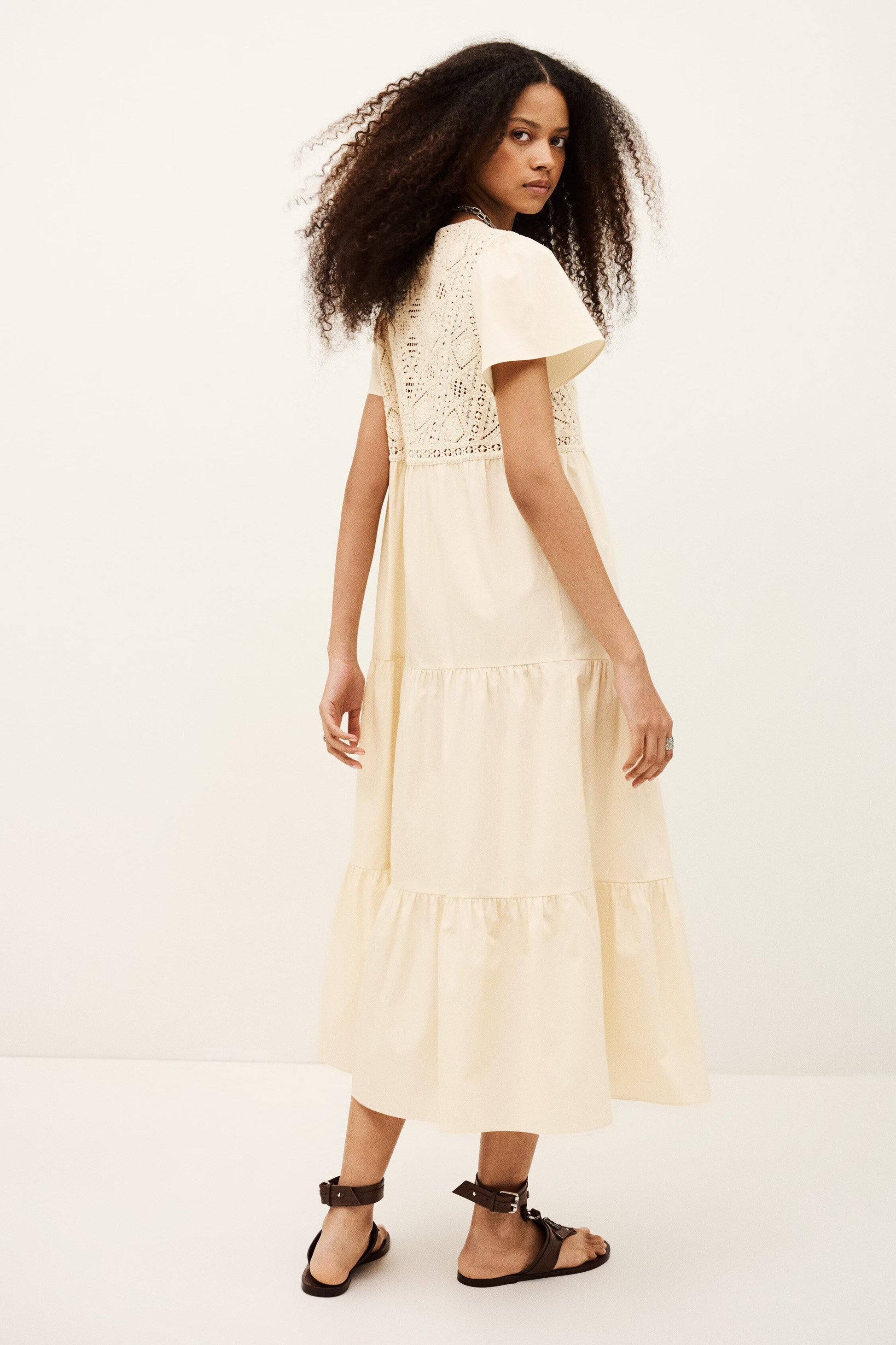 ba&sh Midi Dress Sandy Off-White