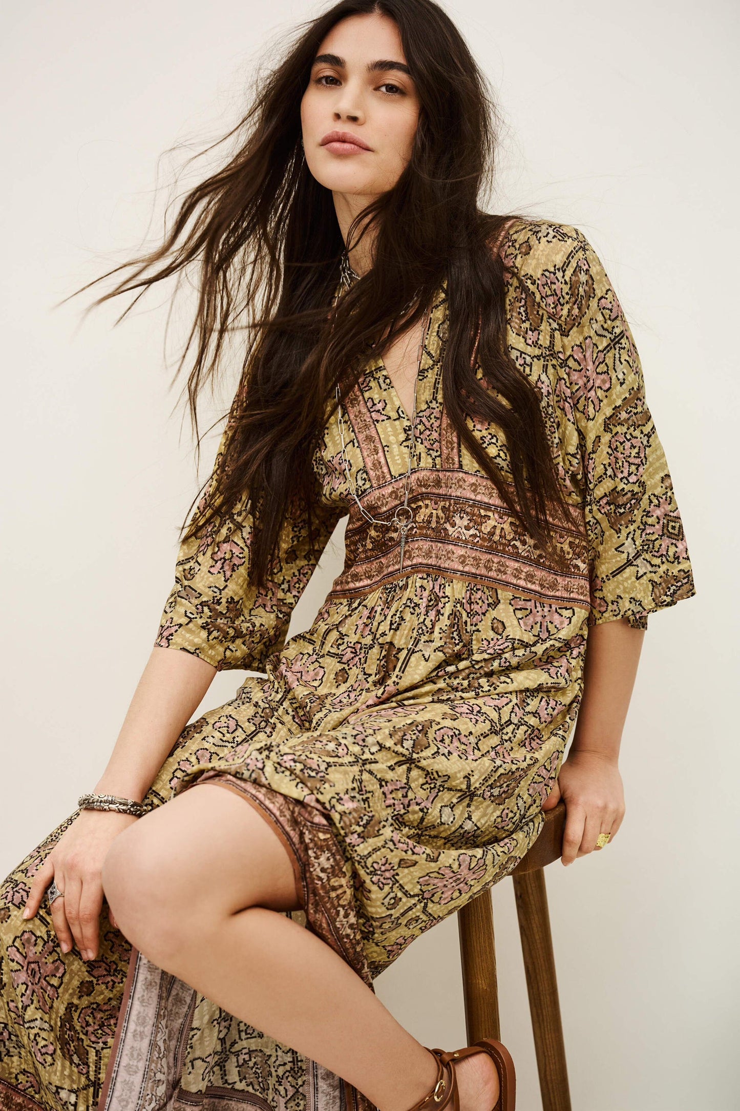 ba&sh Midi Dress Pipa Yellow