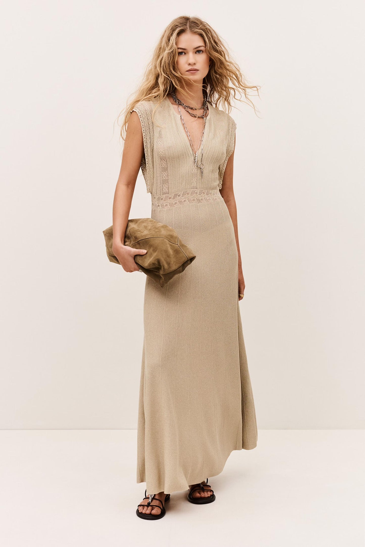 ba&sh Knit Dress Pasqualina Gold