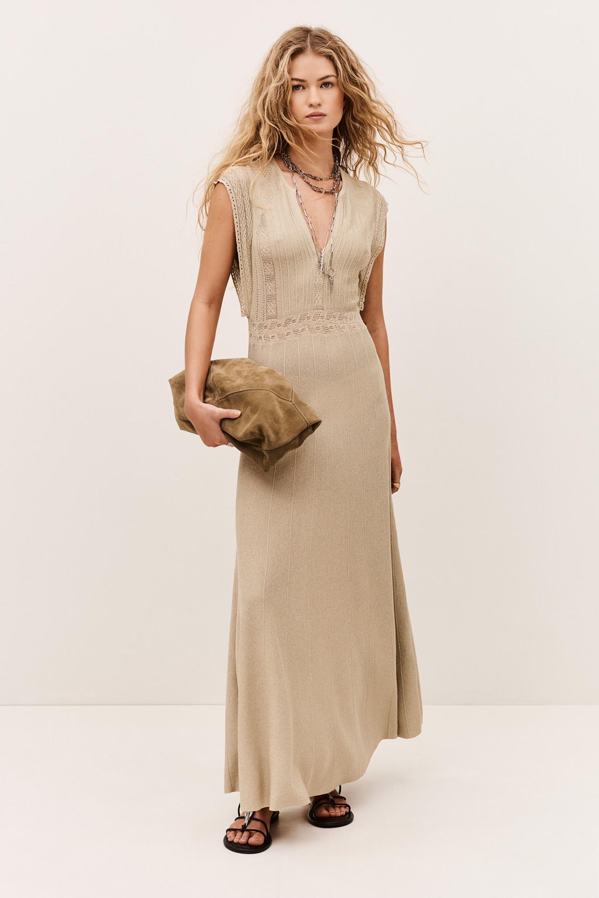ba&sh Knit Dress Pasqualina Gold