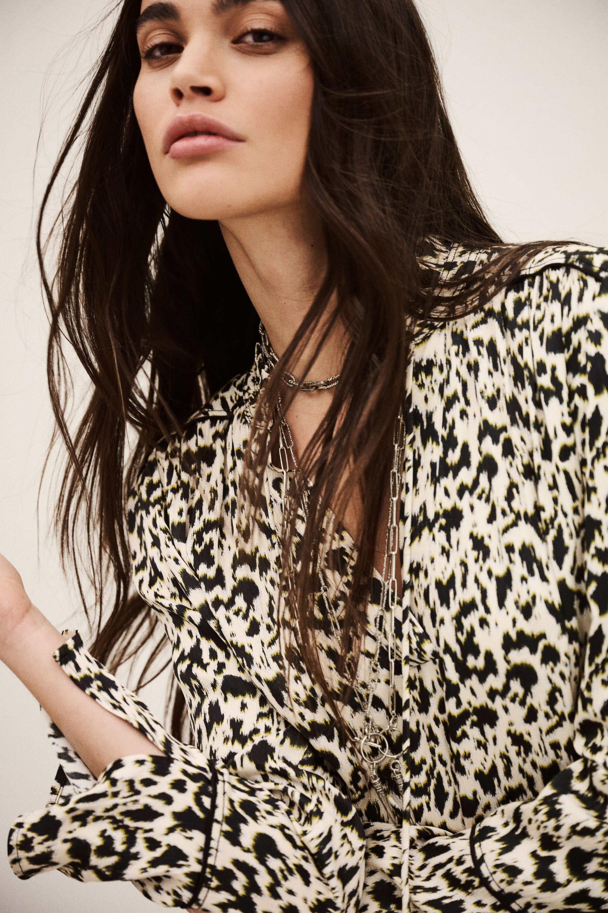 ba&sh Patterned Mini Dress Perla Off-White