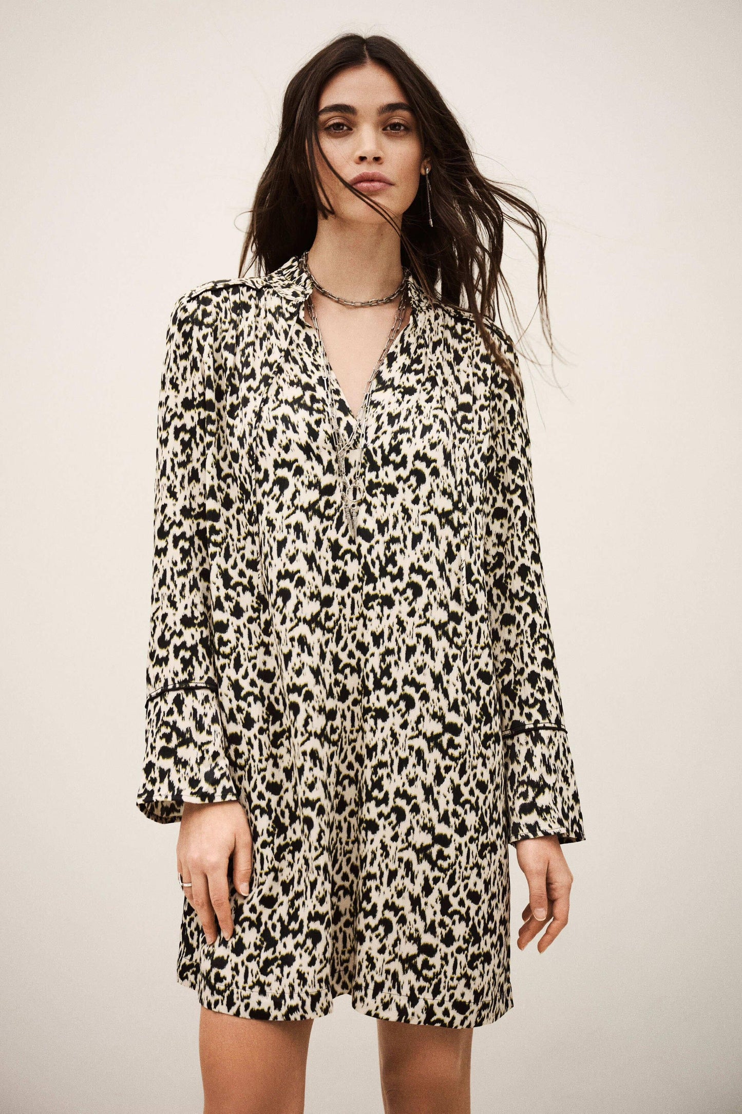 ba&sh Patterned Mini Dress Perla Off-White
