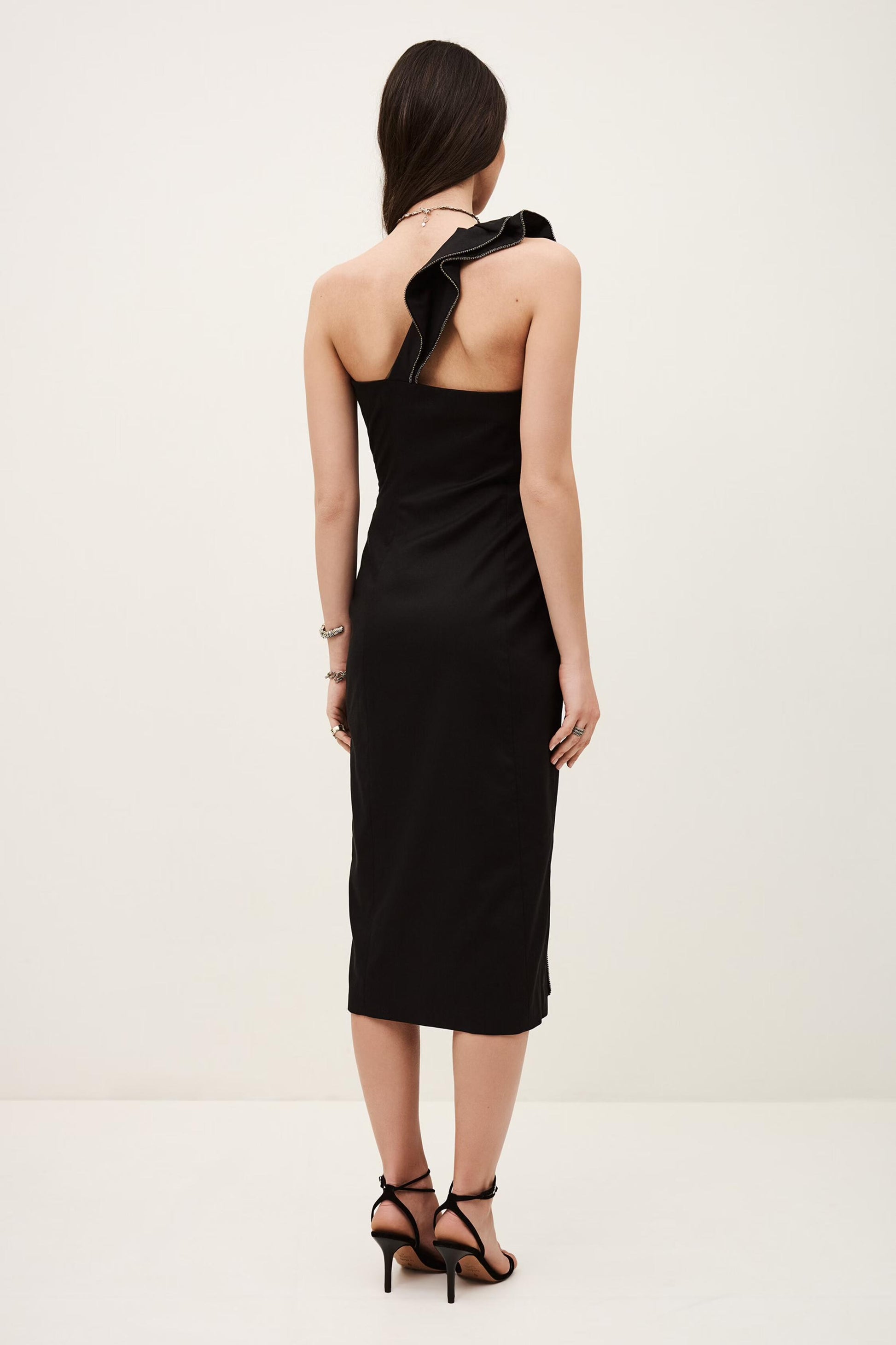 ba&sh One-Shoulder Ruffle Dress Silla Black