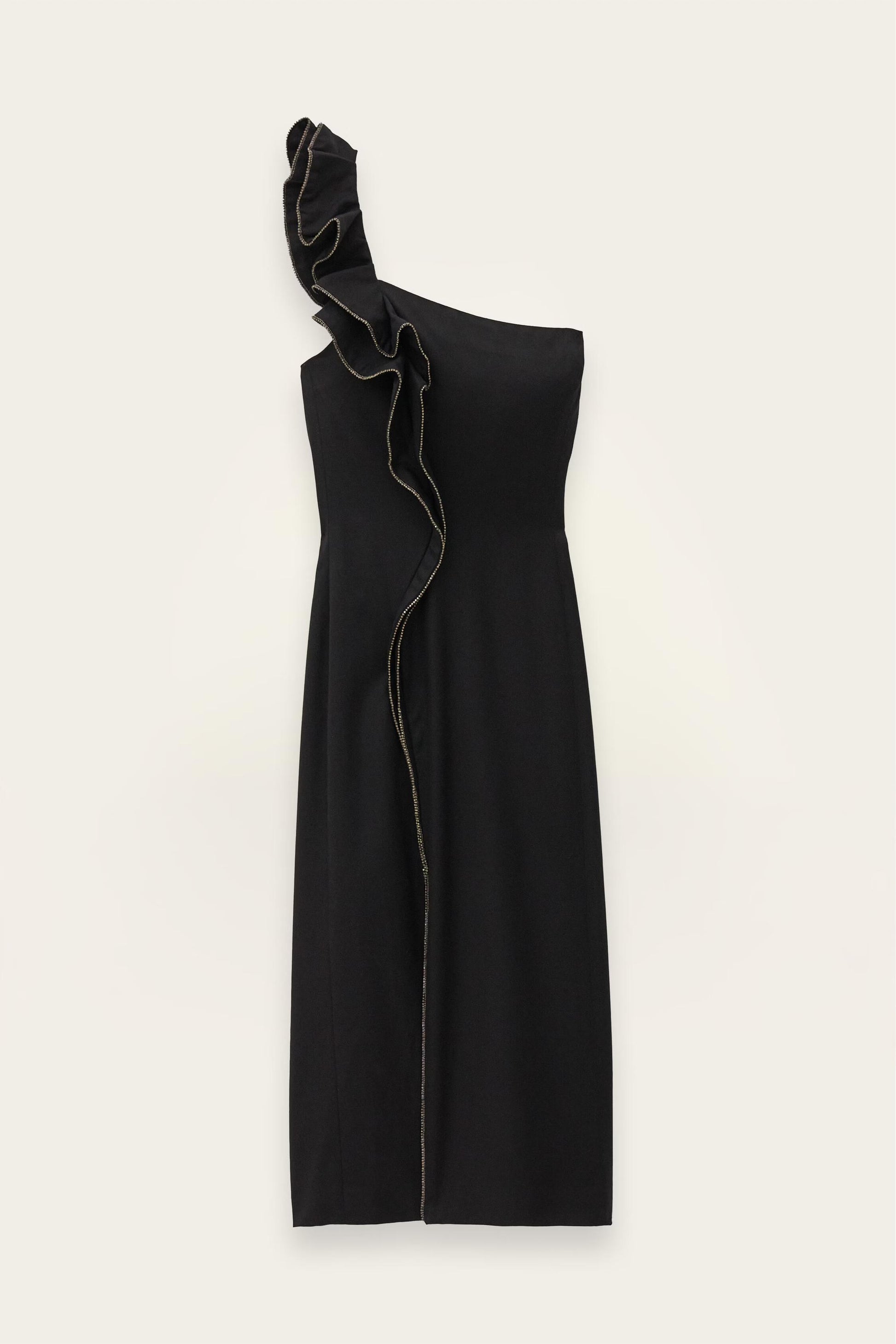 ba&sh One-Shoulder Ruffle Dress Silla Black