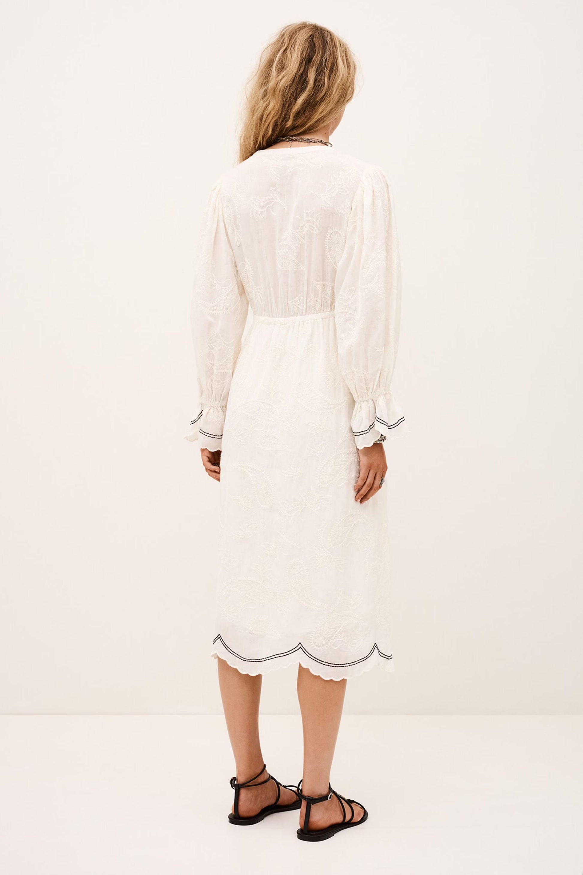 ba&sh Jacquard Midi Dress Prisco Off-White