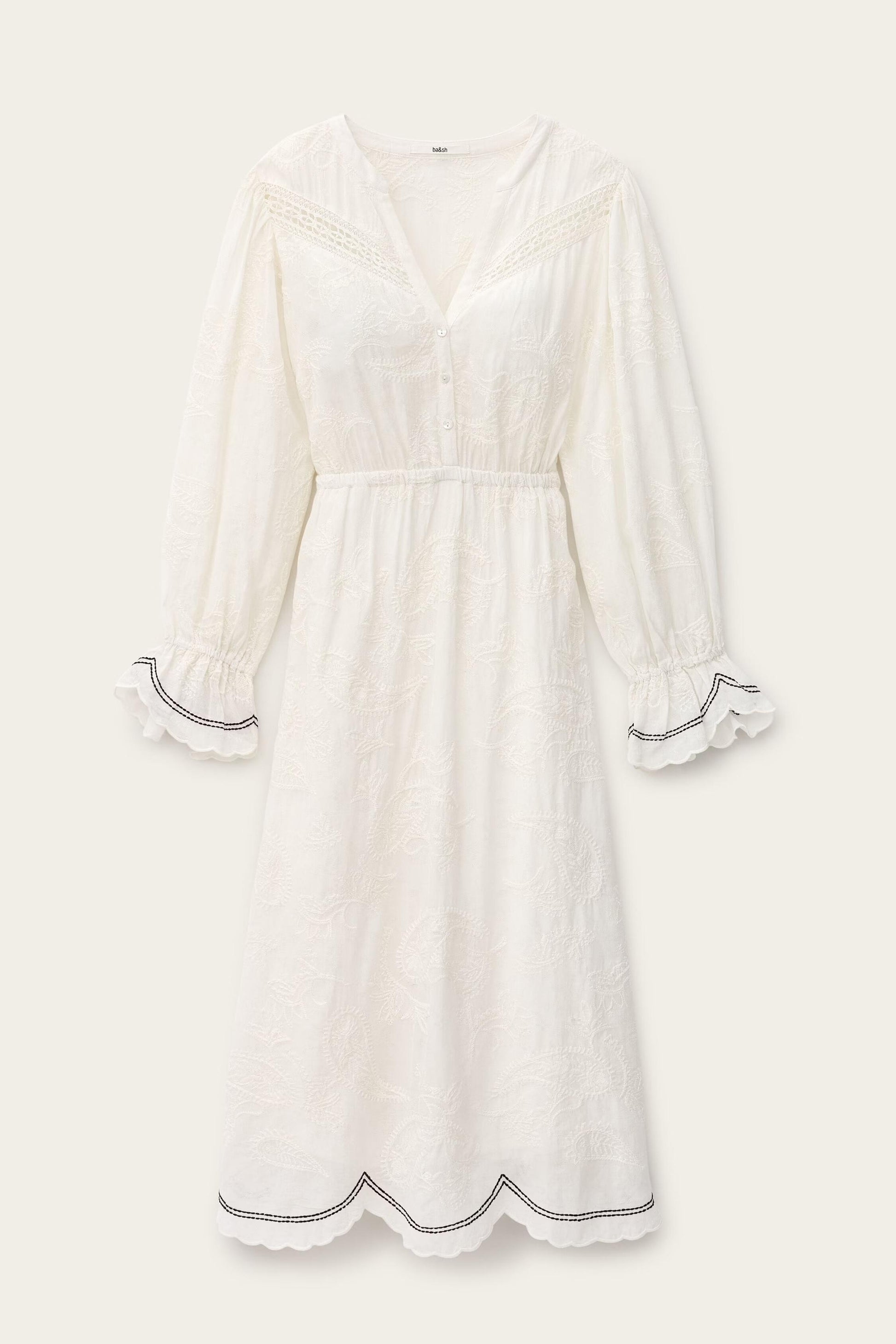 ba&sh Jacquard Midi Dress Prisco Off-White