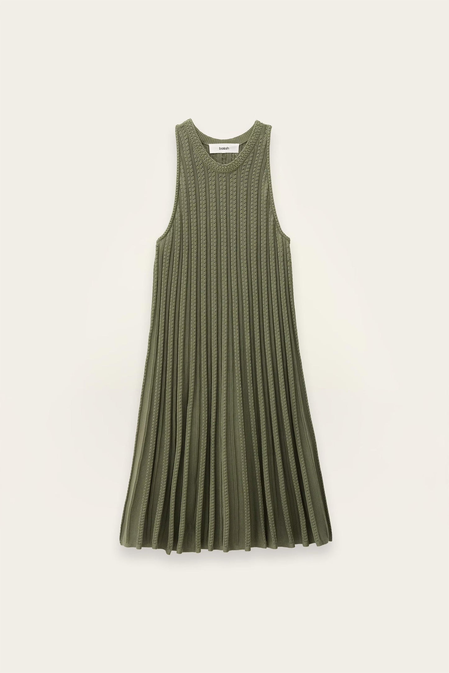 ba&sh Pleated Sleeveless Knit Dress Sinnta Green