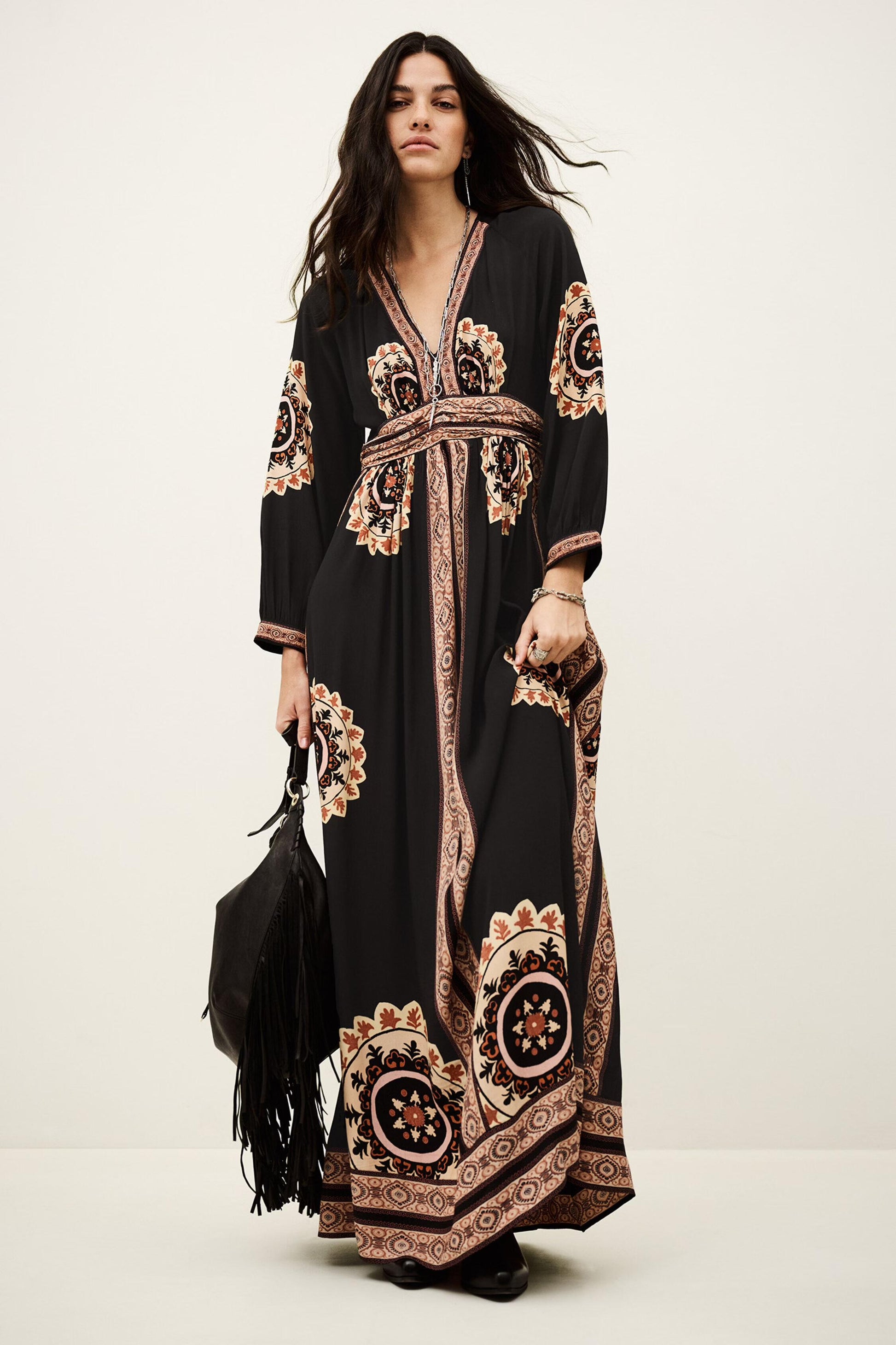 ba&sh Patterned Maxi Dress Vera Gray