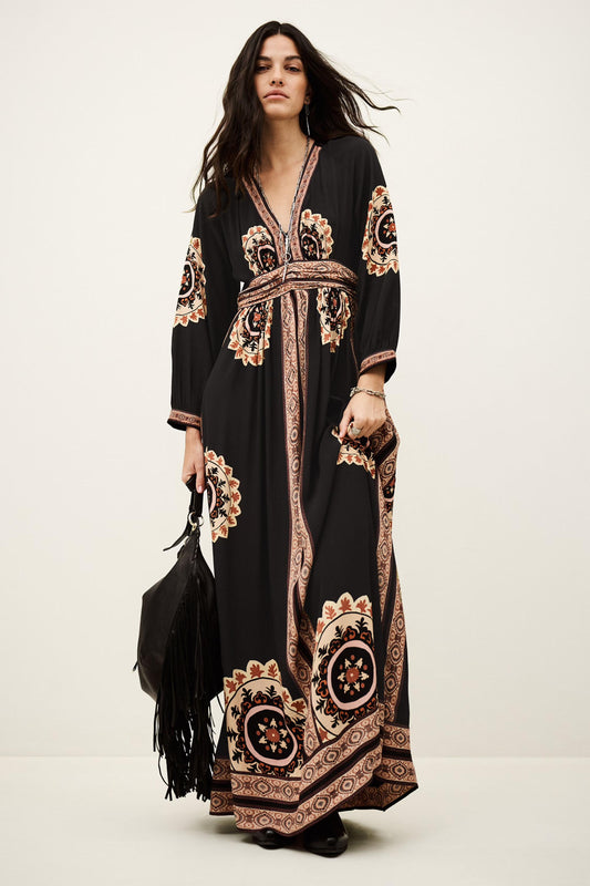ba&sh Patterned Maxi Dress Vera Gray