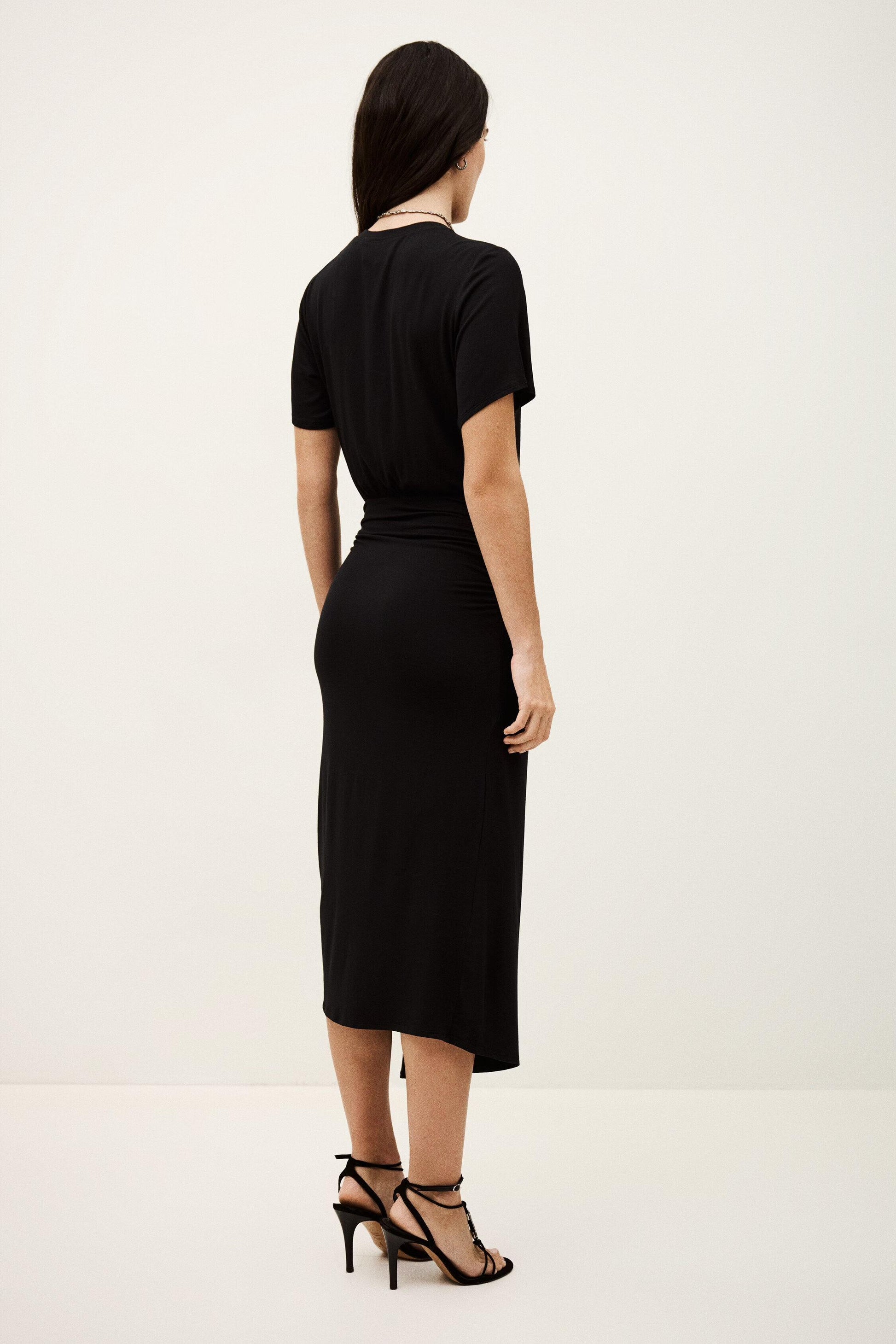 ba&sh Draped Midi Dress Galtea Black
