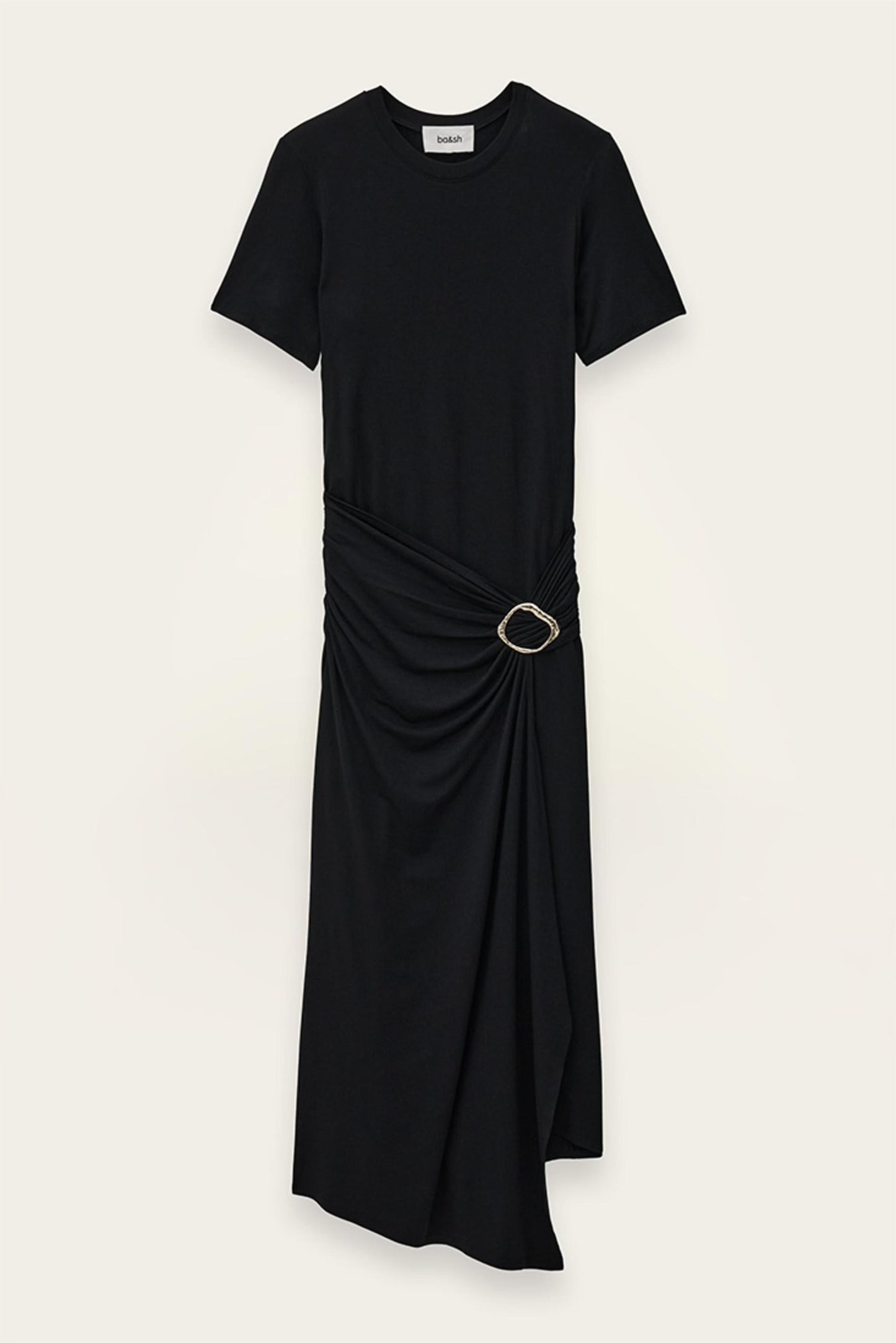 ba&sh Draped Midi Dress Galtea Black