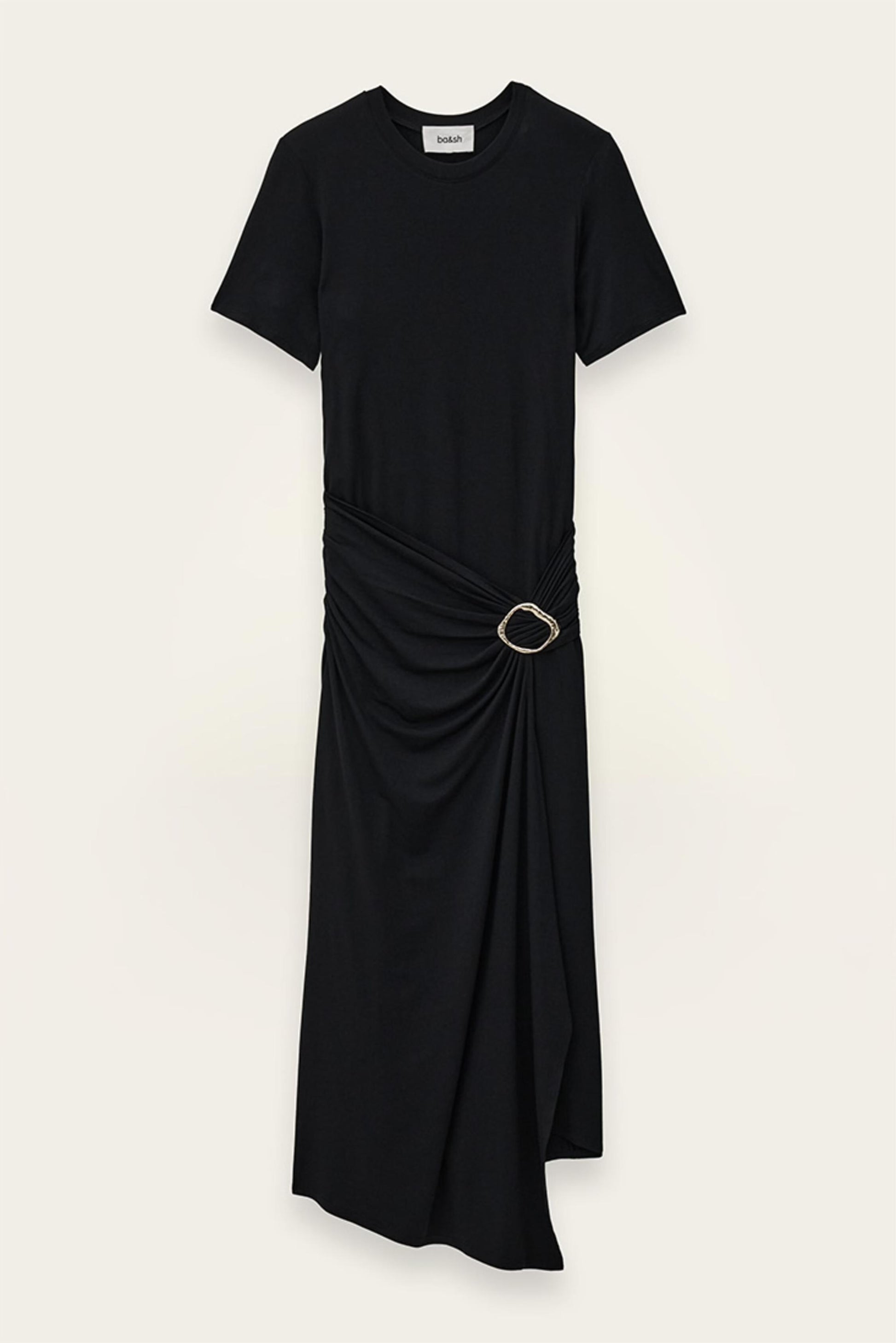 ba&sh Draped Midi Dress Galtea Black
