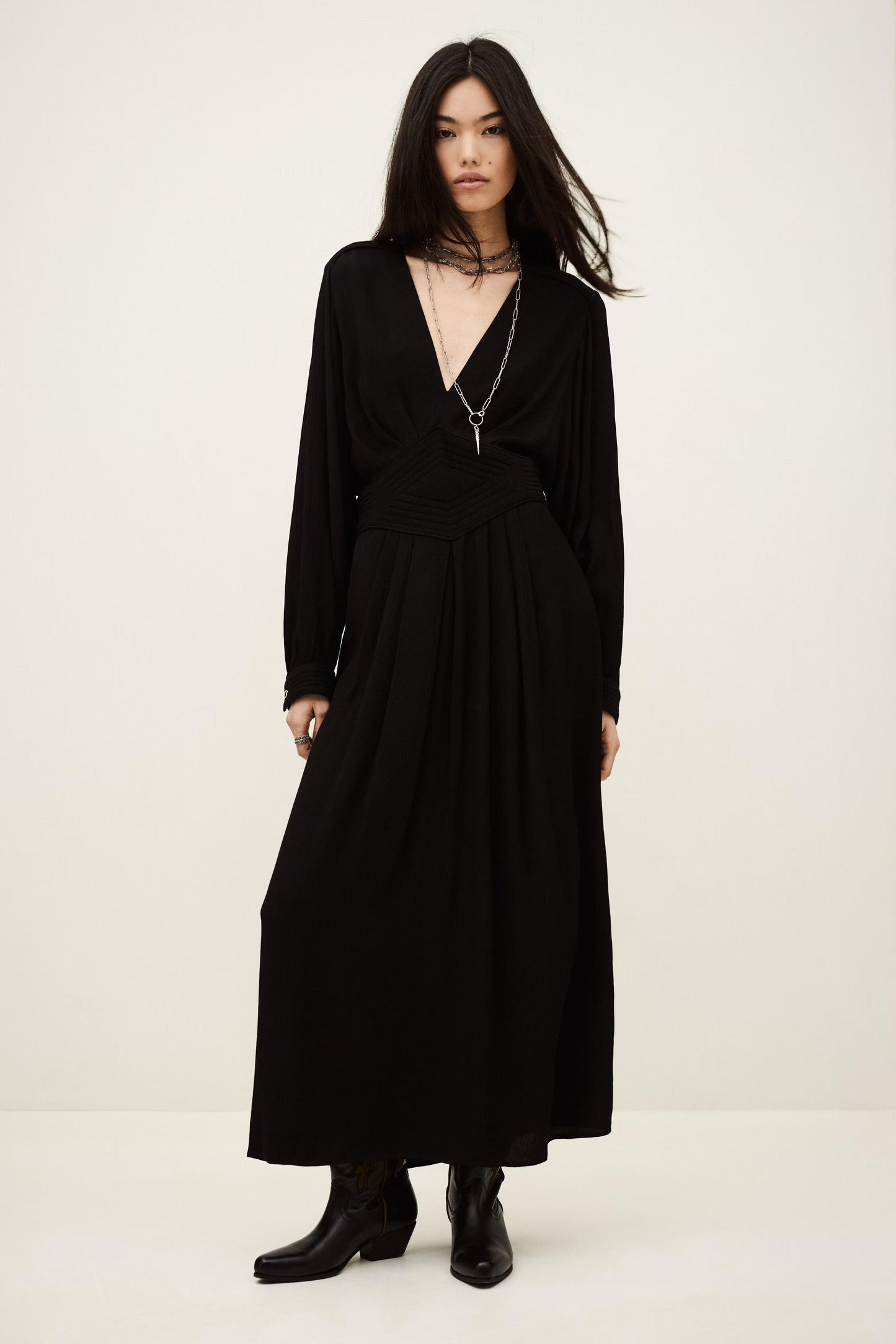 ba&sh Elegant Midi Dress Ambra Black
