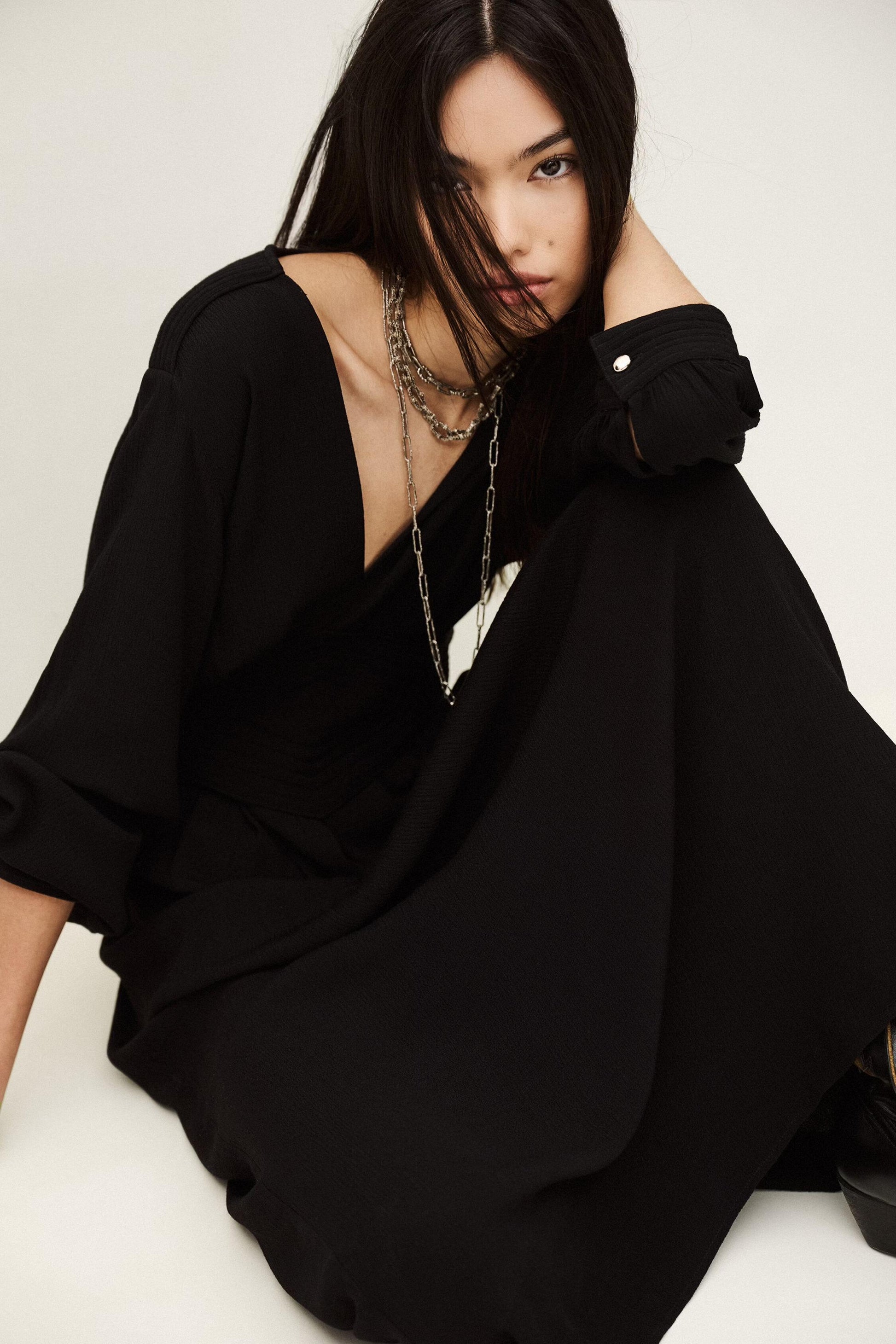 ba&sh Elegant Midi Dress Ambra Black