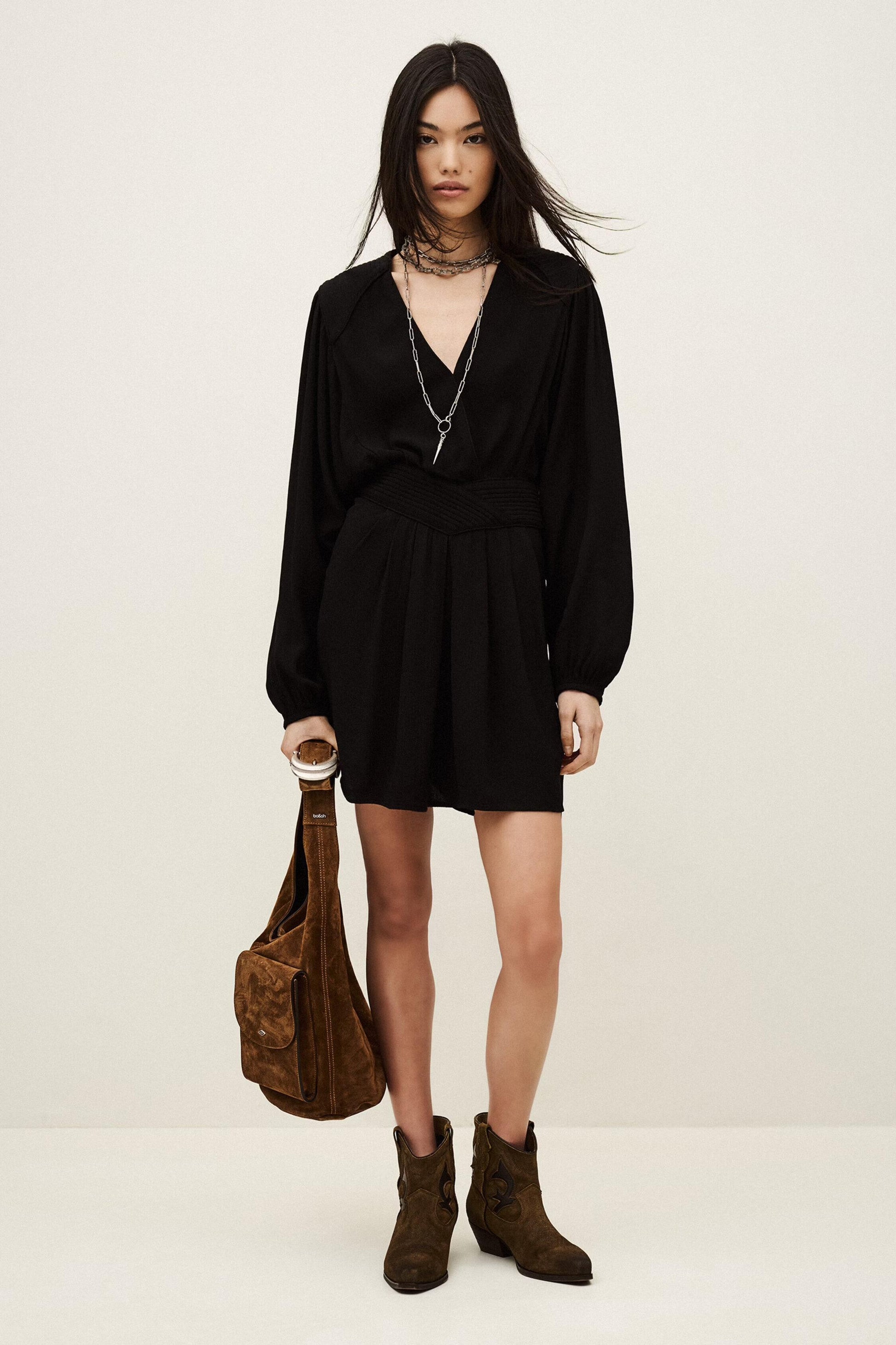 ba&sh Mini Wrap Dress Alana Black