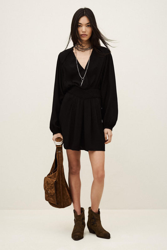 ba&sh Mini Wrap Dress Alana Black