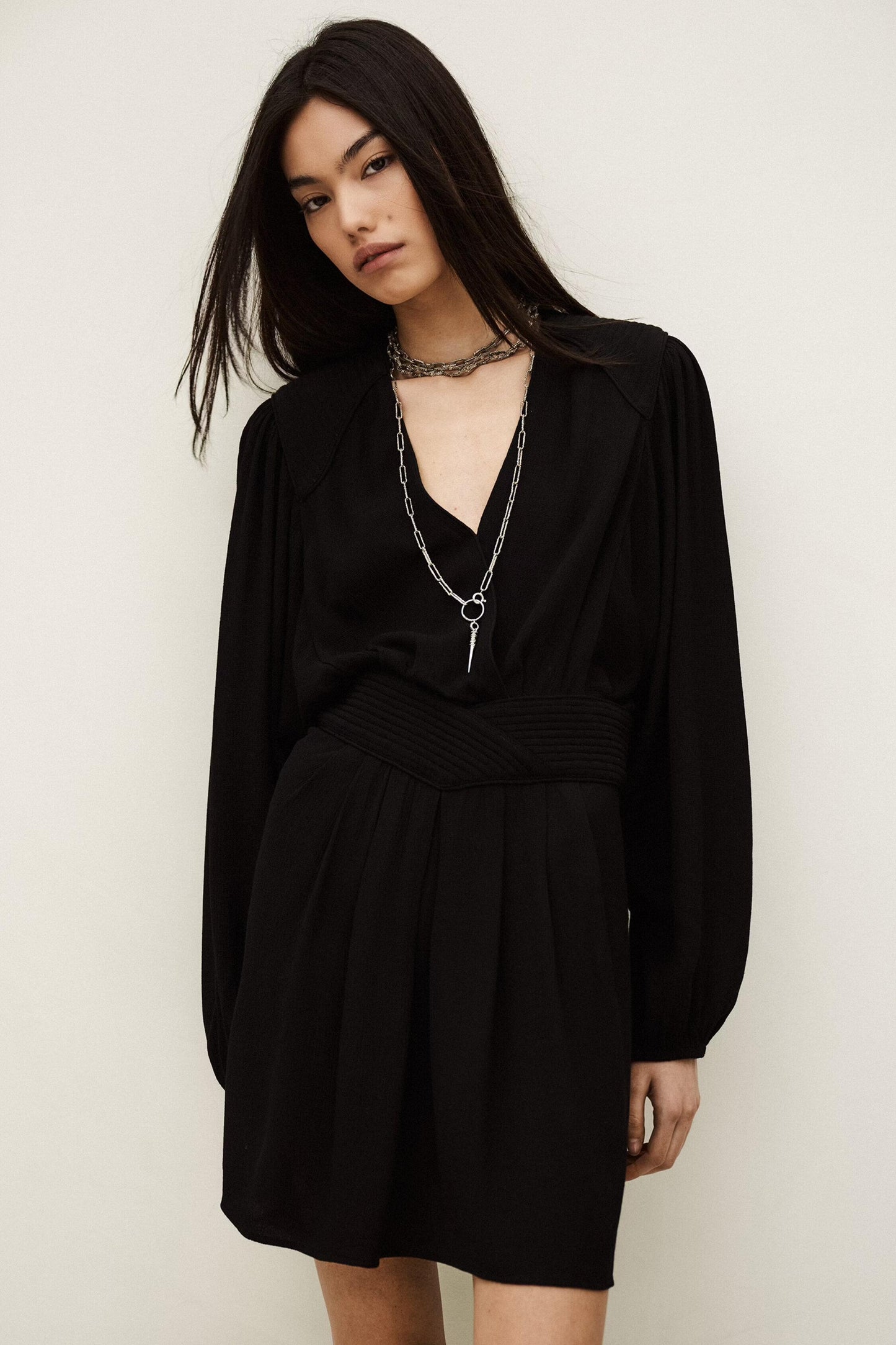 ba&sh Mini Wrap Dress Alana Black