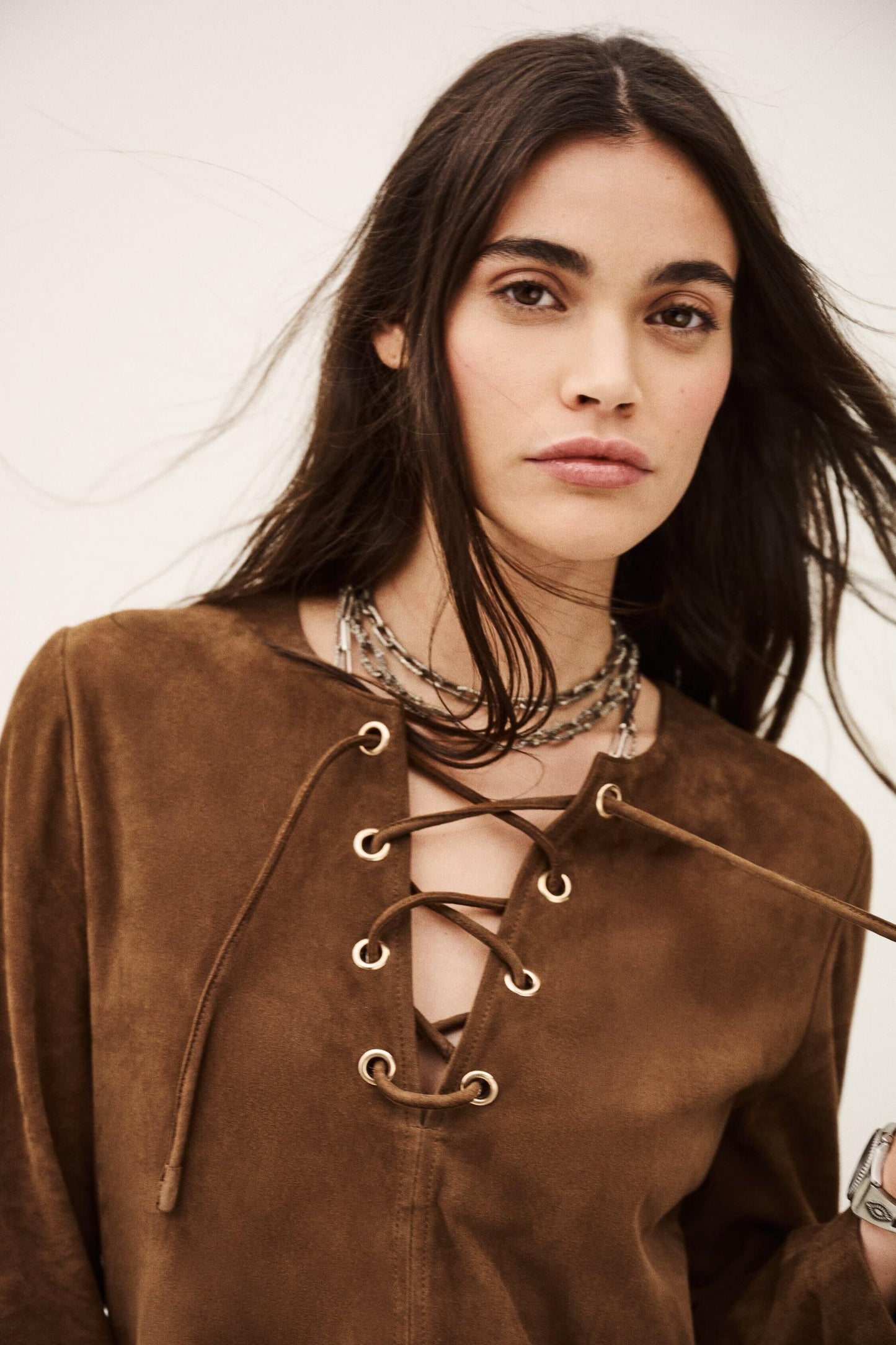 ba&sh Suede Mini Dress Seda Brown