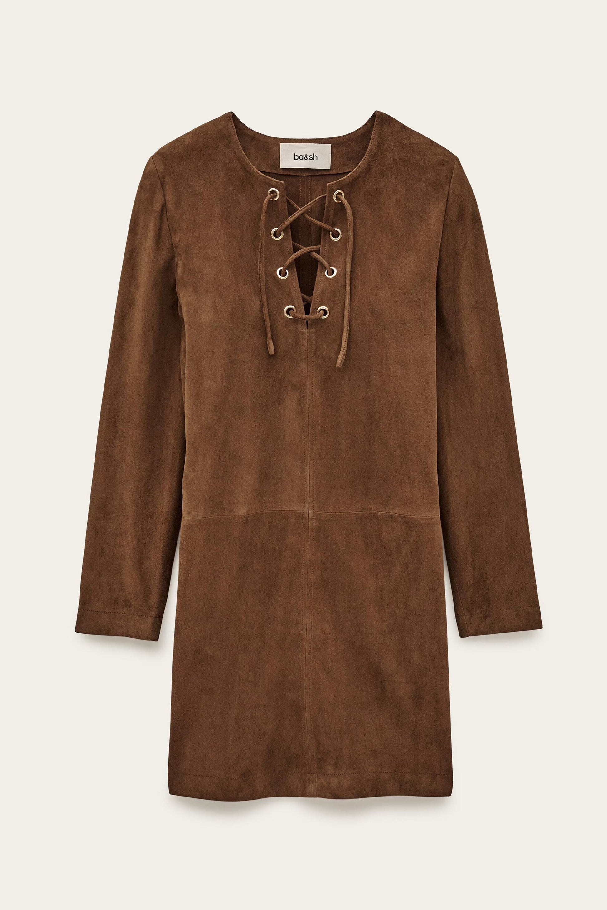 ba&sh Suede Mini Dress Seda Brown