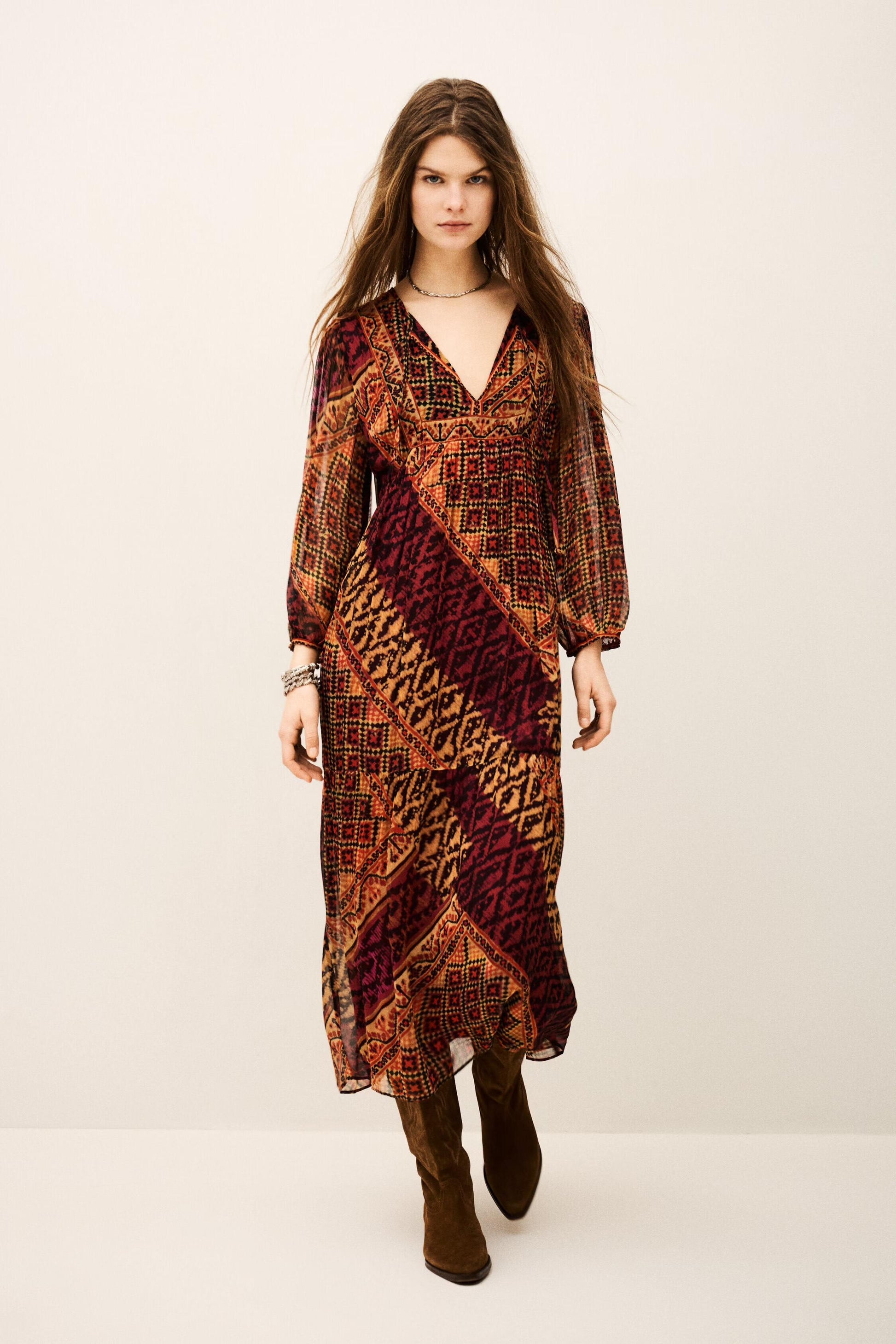 ba&sh Loose-Fit Midi Dress Oria Red
