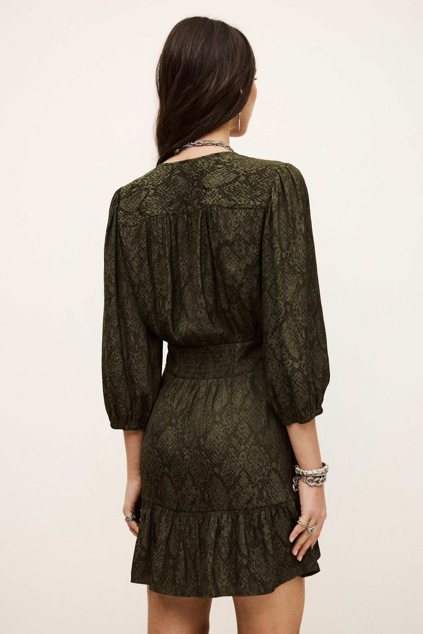 ba&sh Patterned Mini Dress Romea Green