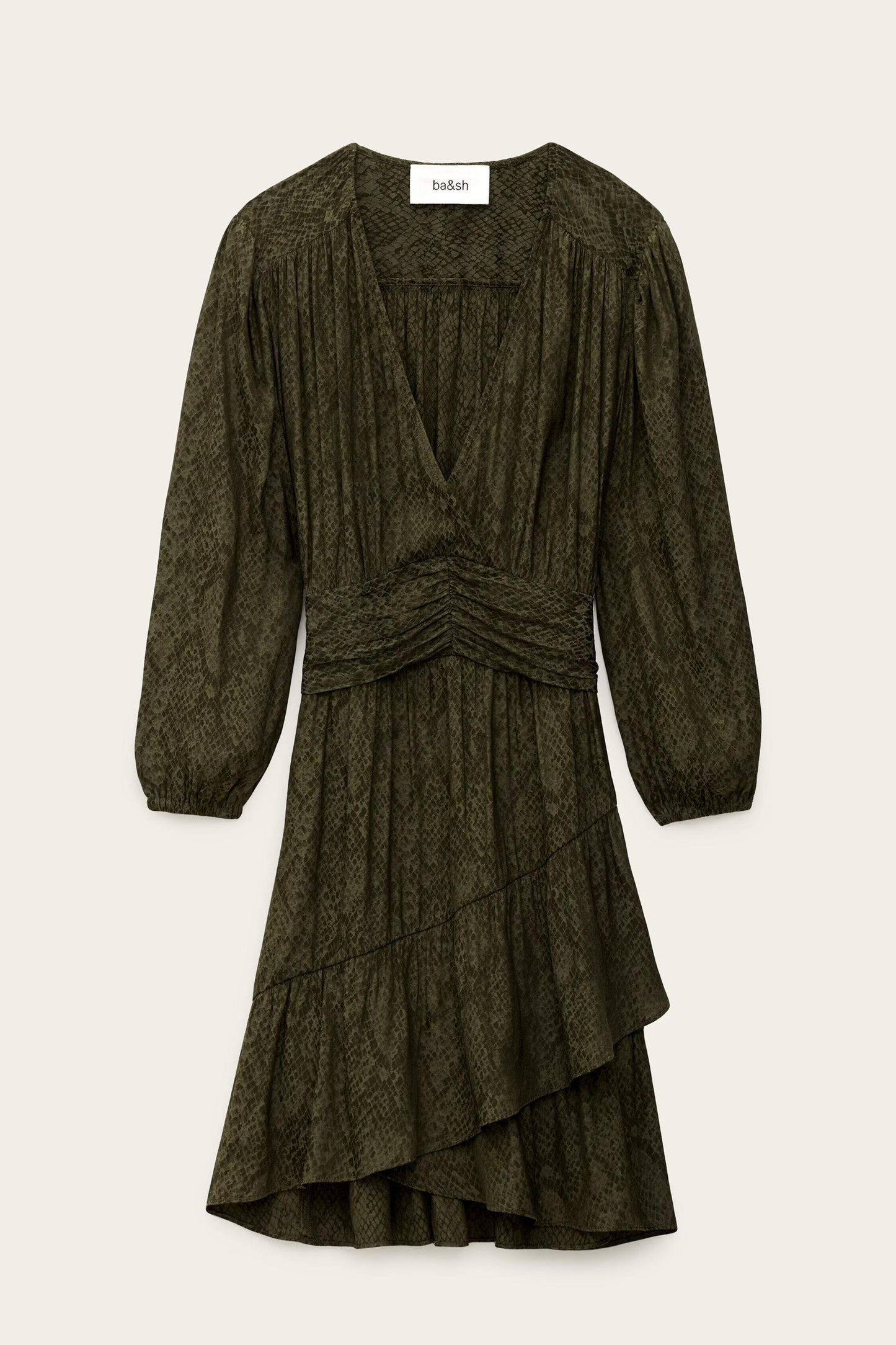 ba&sh Patterned Mini Dress Romea Green