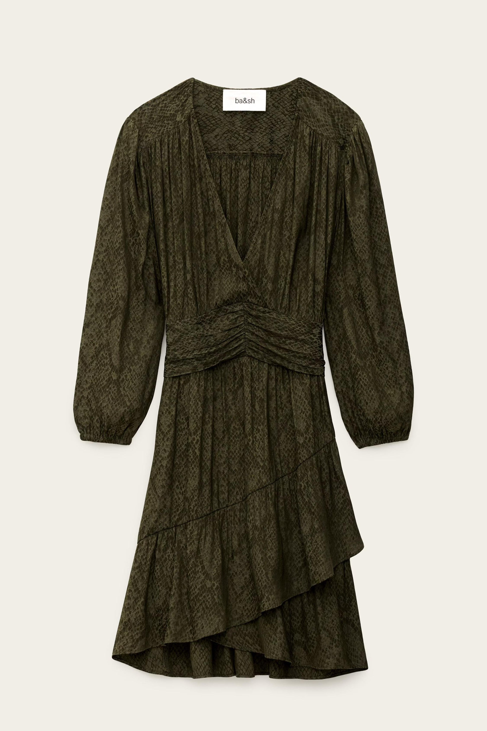 ba&sh Patterned Mini Dress Romea Green
