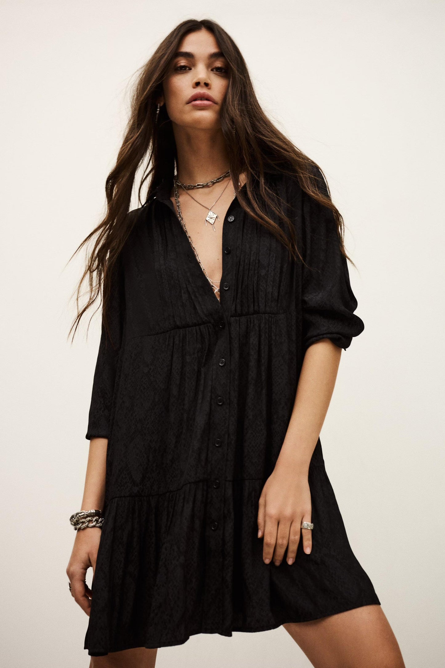 ba&sh Mini Shirt Dress Rosyna Black