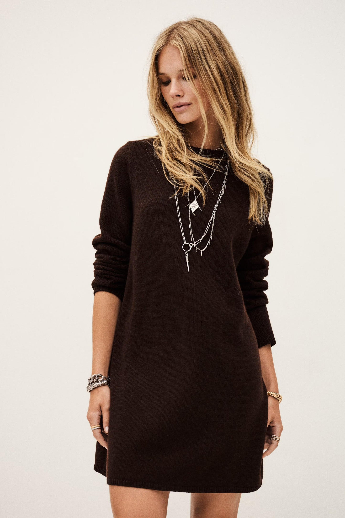 ba&sh Knit Pullover Dress Ates Brown